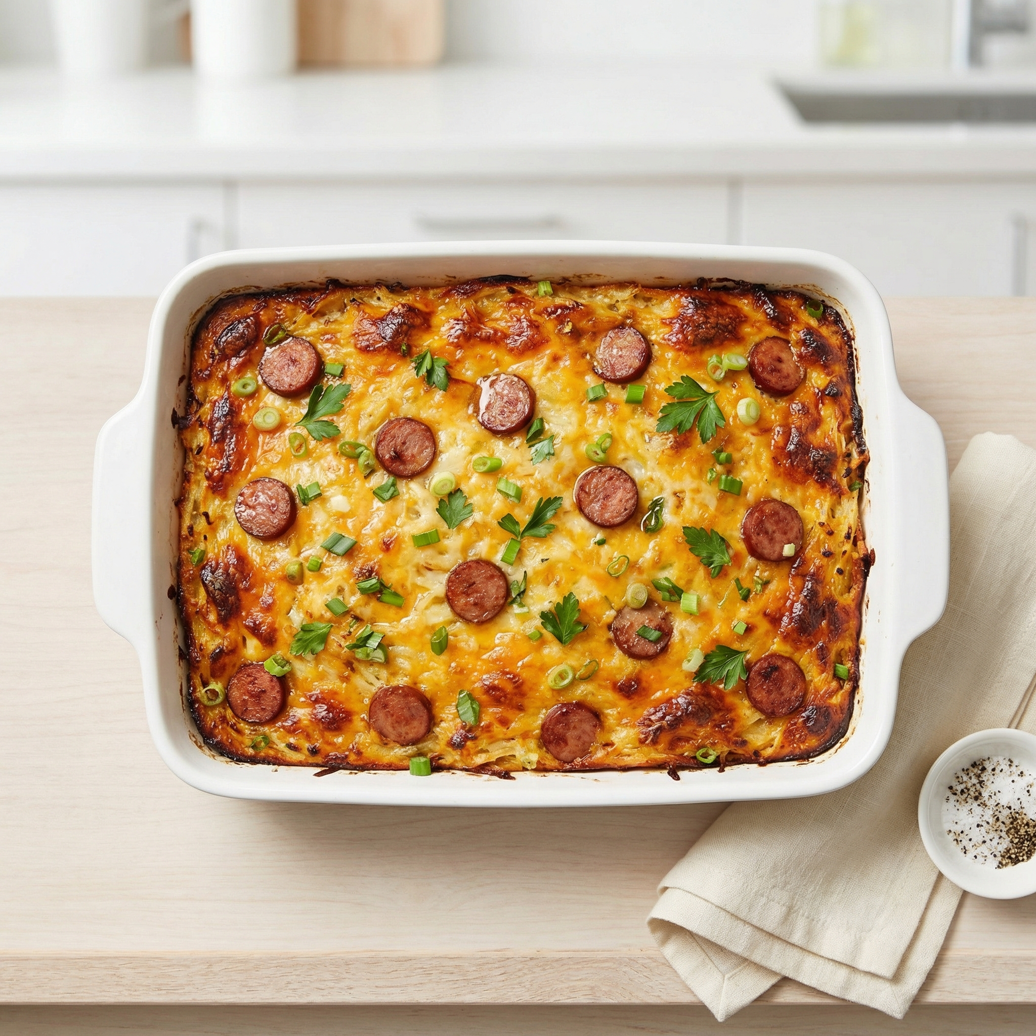 Cheesy Potatoes with Smoked Sausage