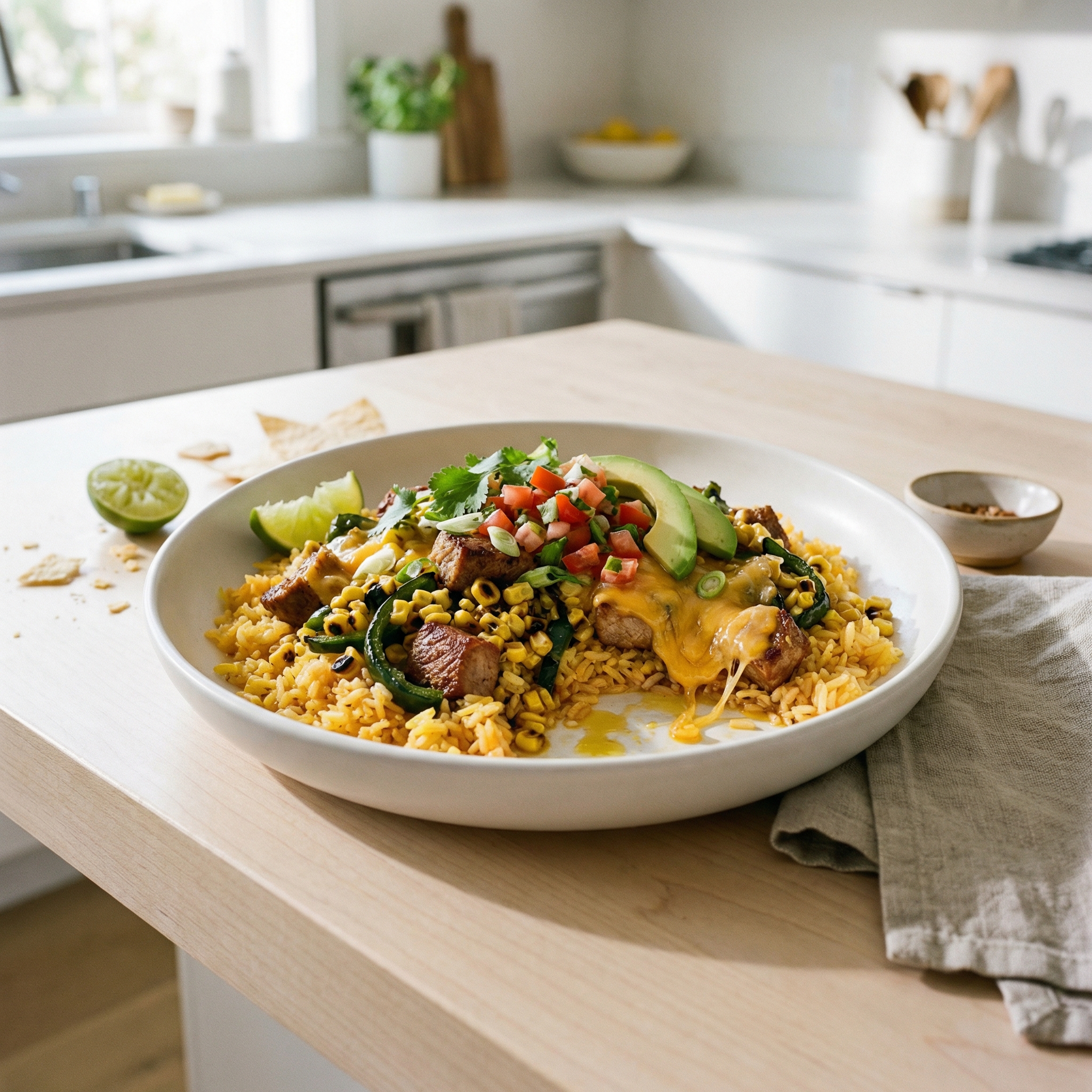 Cheesy Pork Taco Rice
