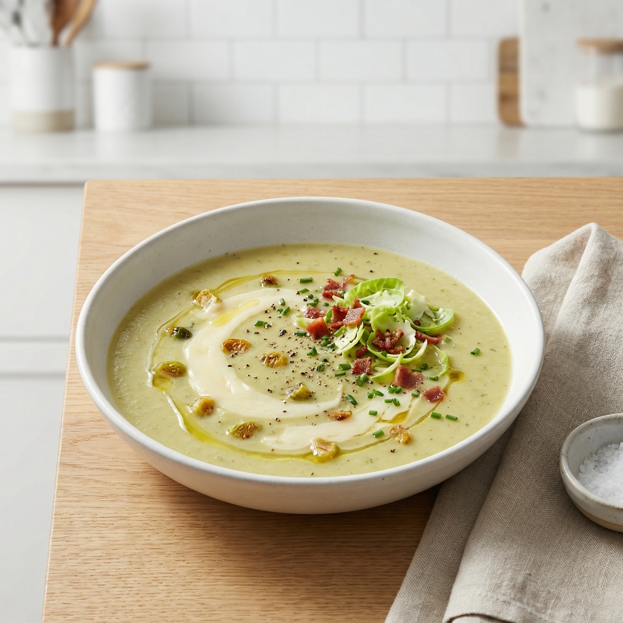 Cheesy Roasted Brussels Sprouts Soup