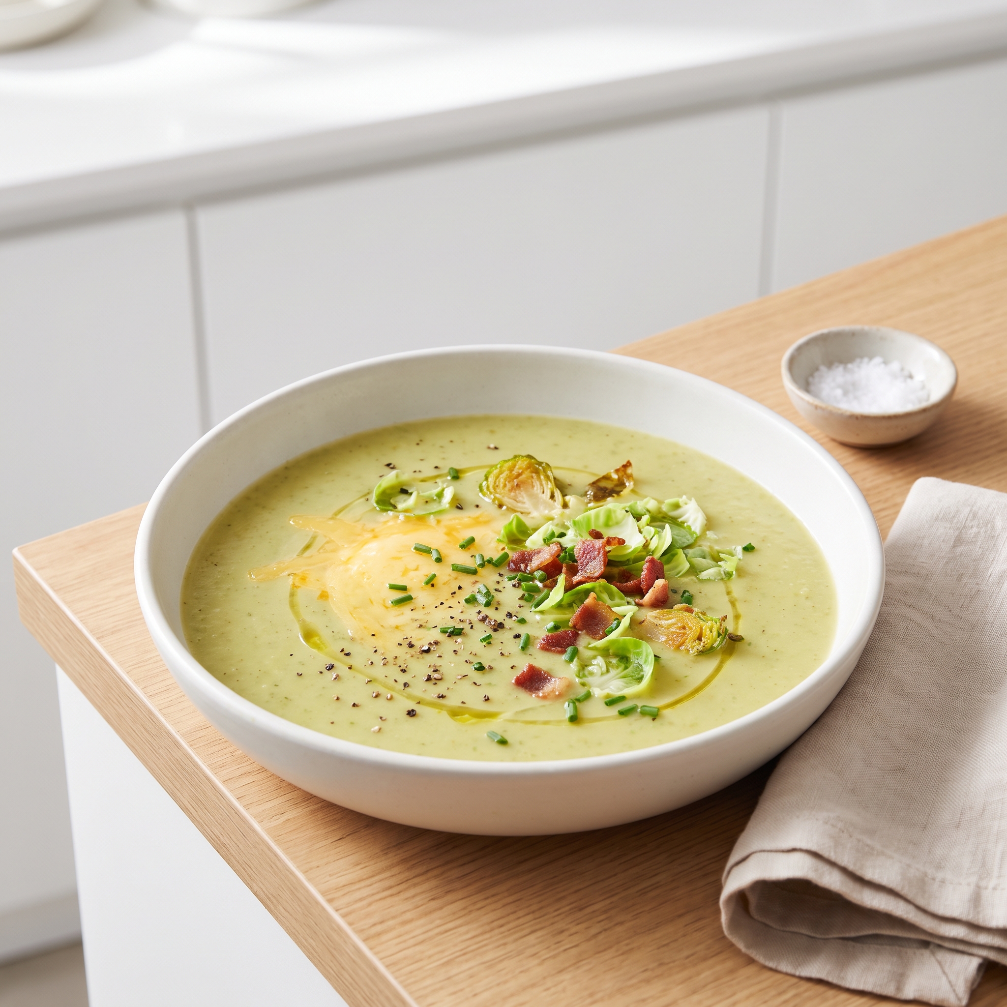 Cheesy Roasted Brussels Sprouts Soup