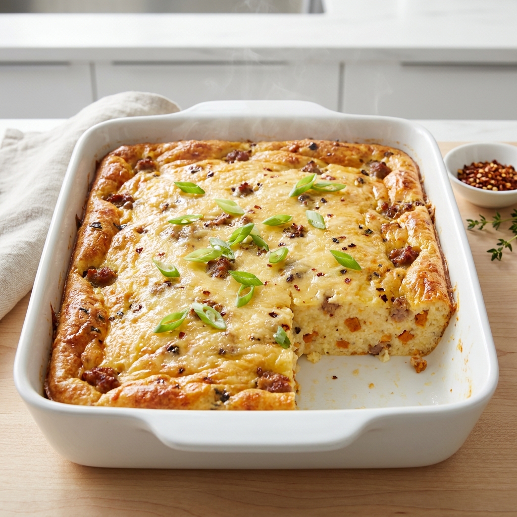 Cheesy Sausage Grits Bake