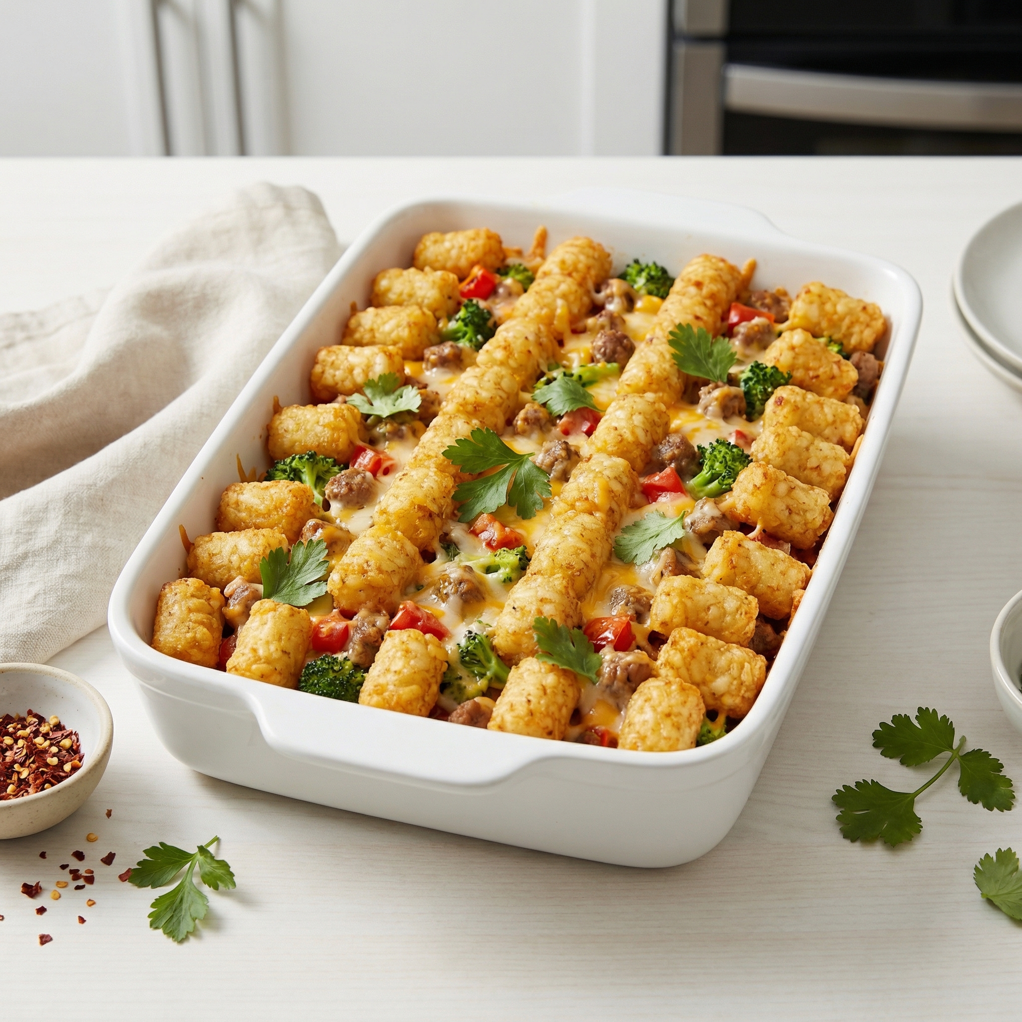 Hearty Tater Tot Bake with Sausage and Veggies