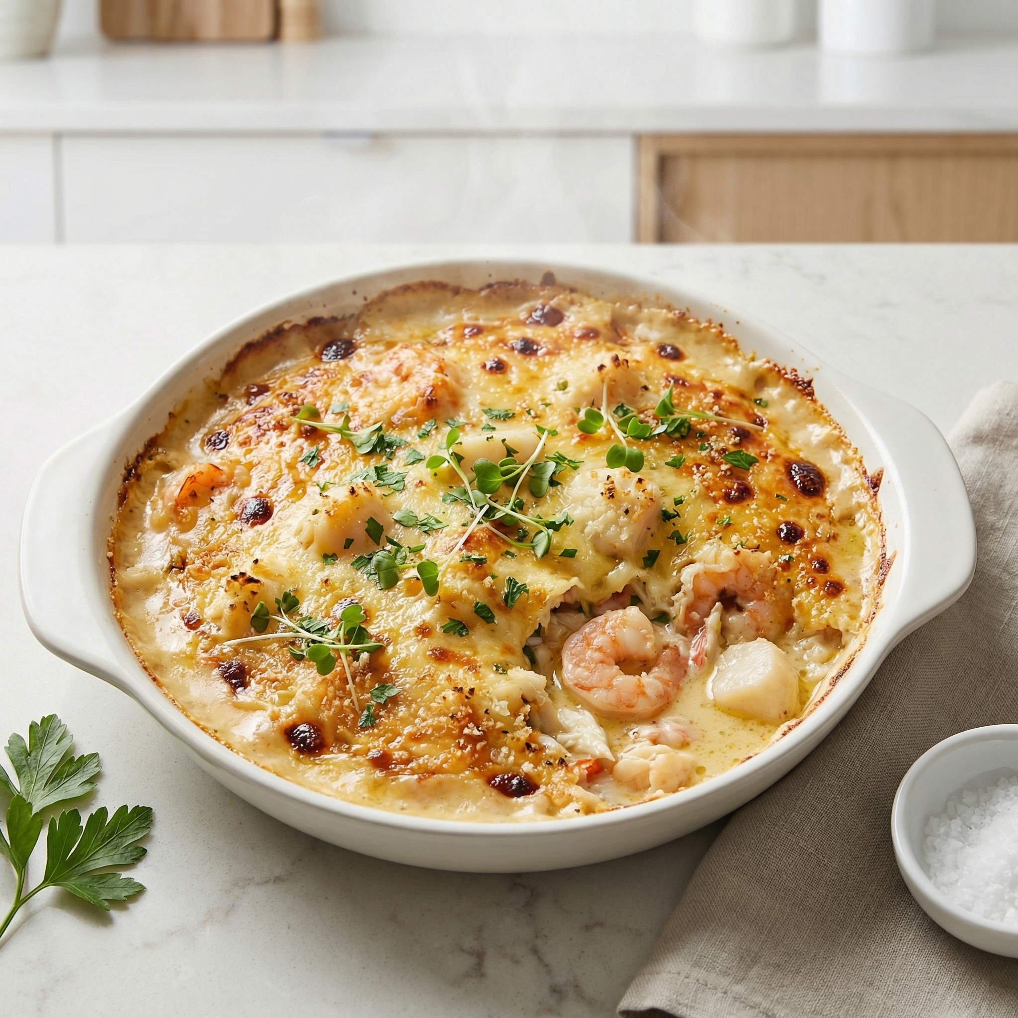 Creamy Baked Seafood Gratin