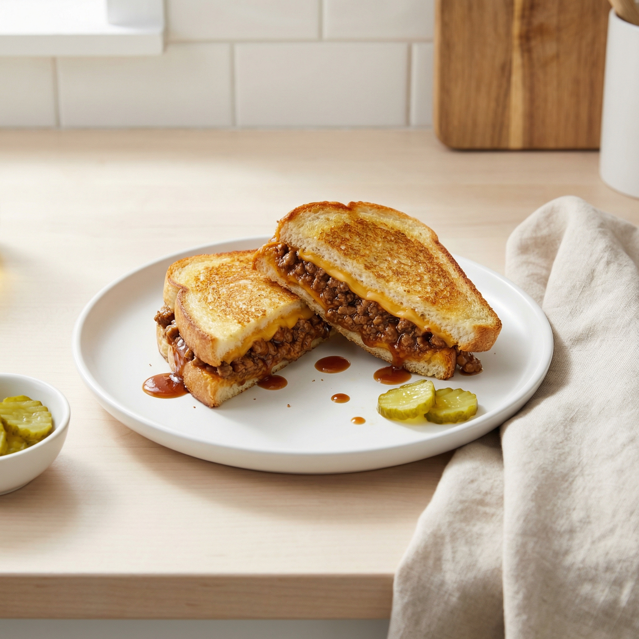 Cheesy Sloppy Joe Grilled Sandwiches