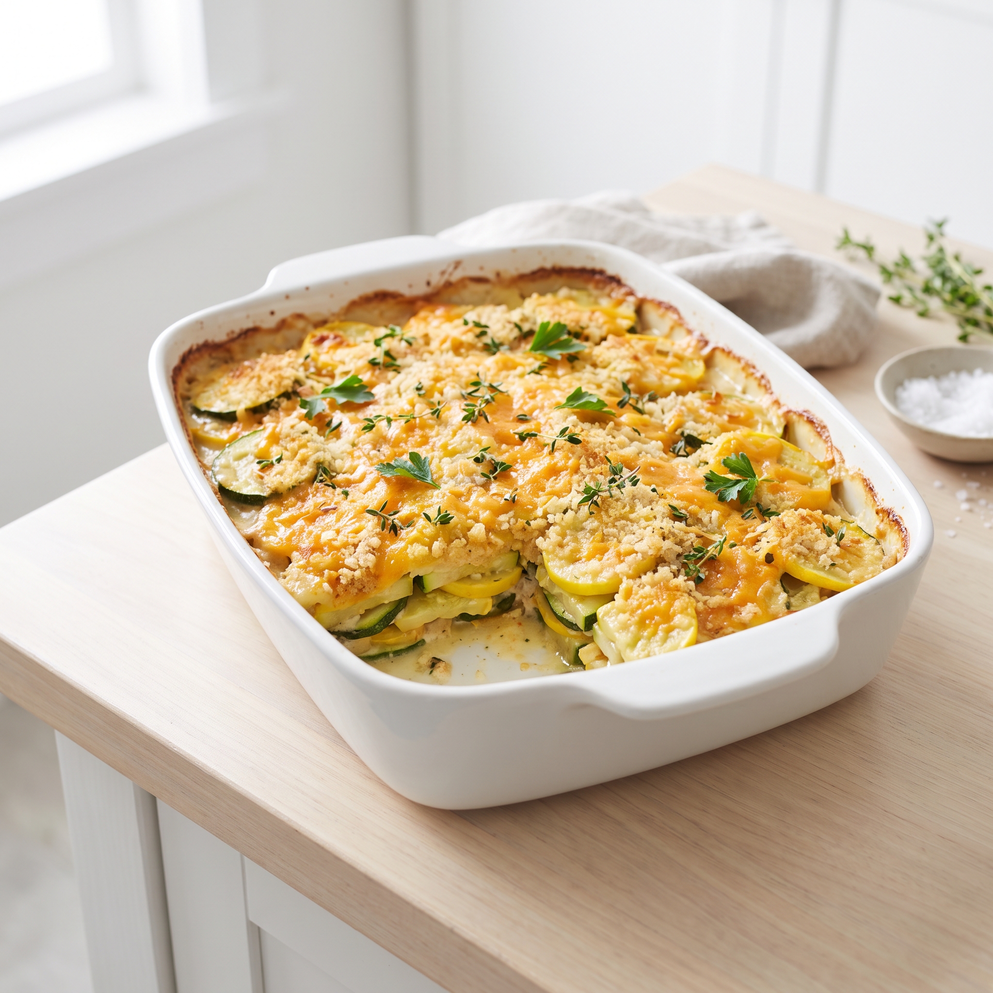 Cheesy Zucchini and Yellow Squash Bake