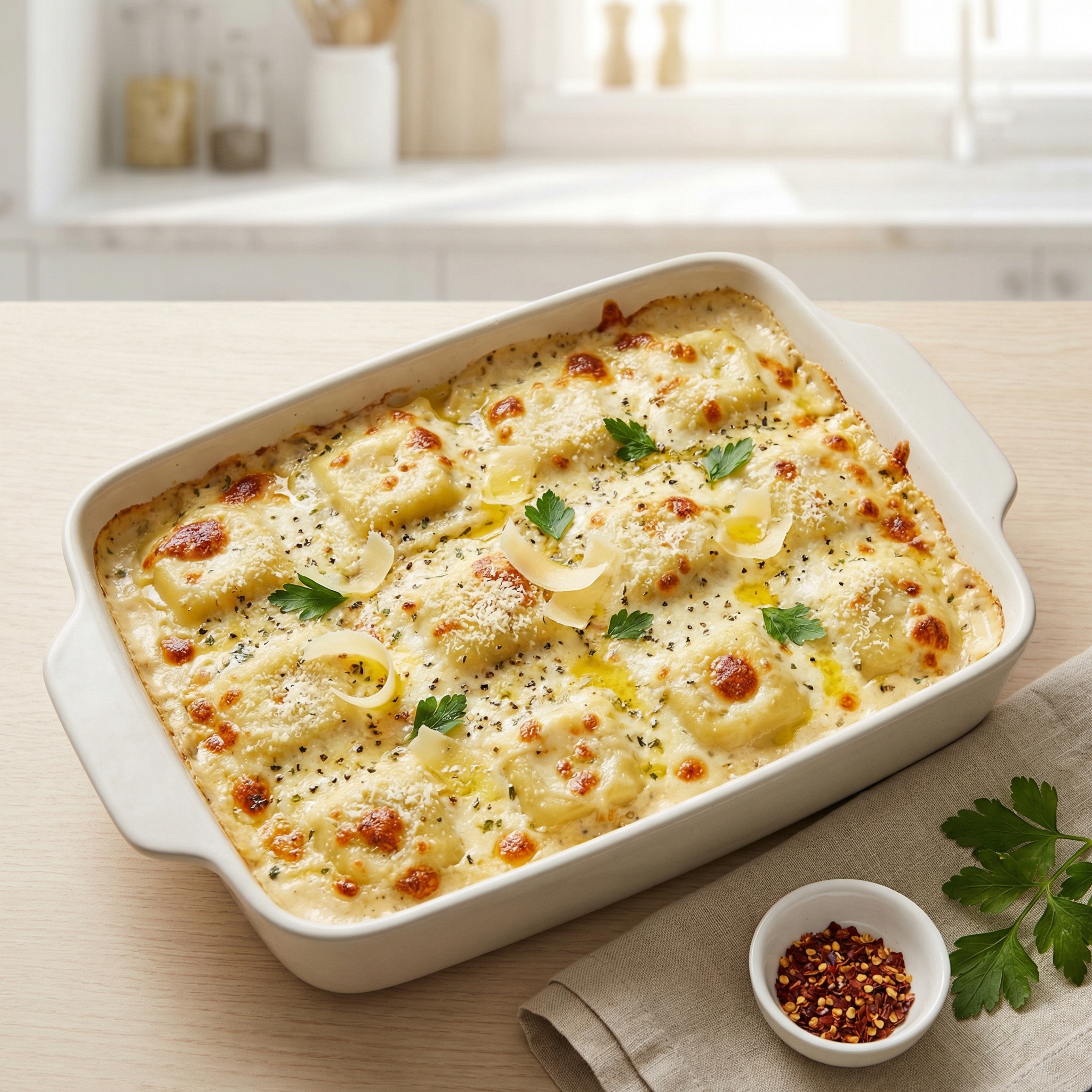 K-Dub's Alfredo Ravioli Bake