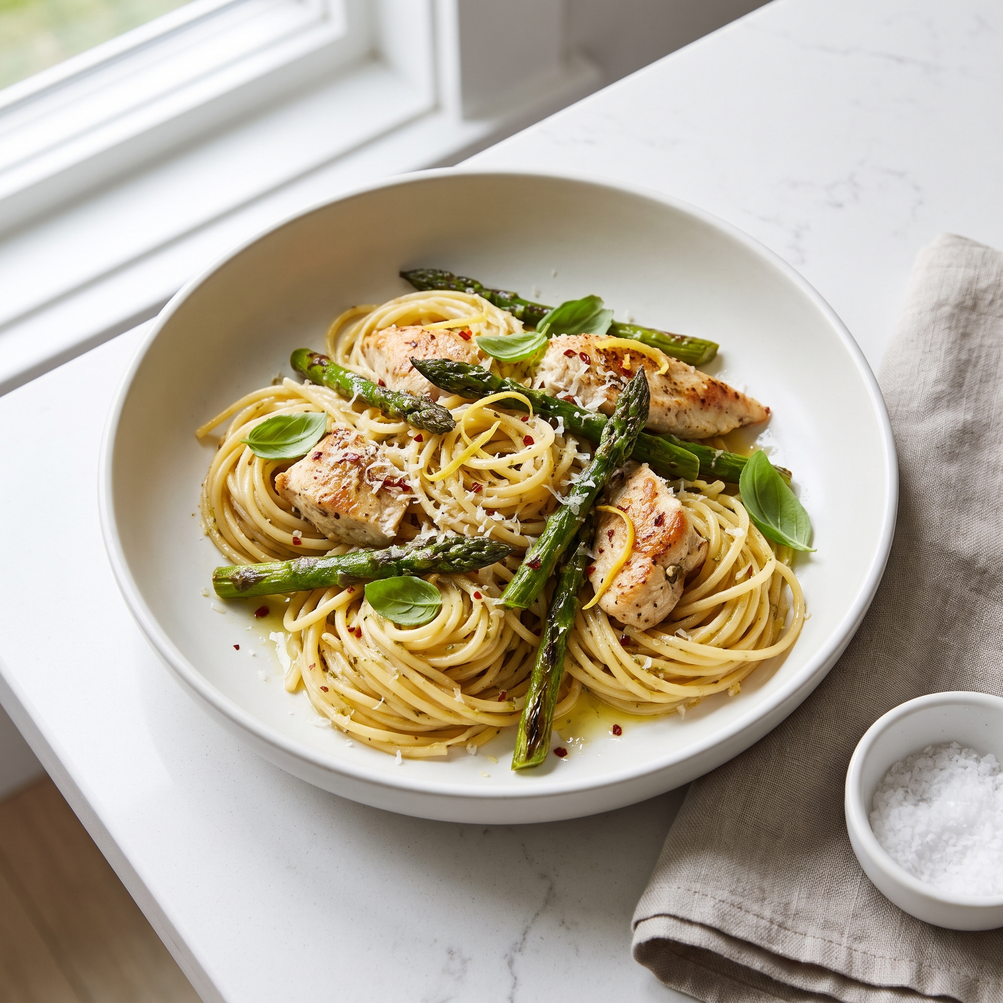 Chicken, Asparagus, and Lemon Spaghetti