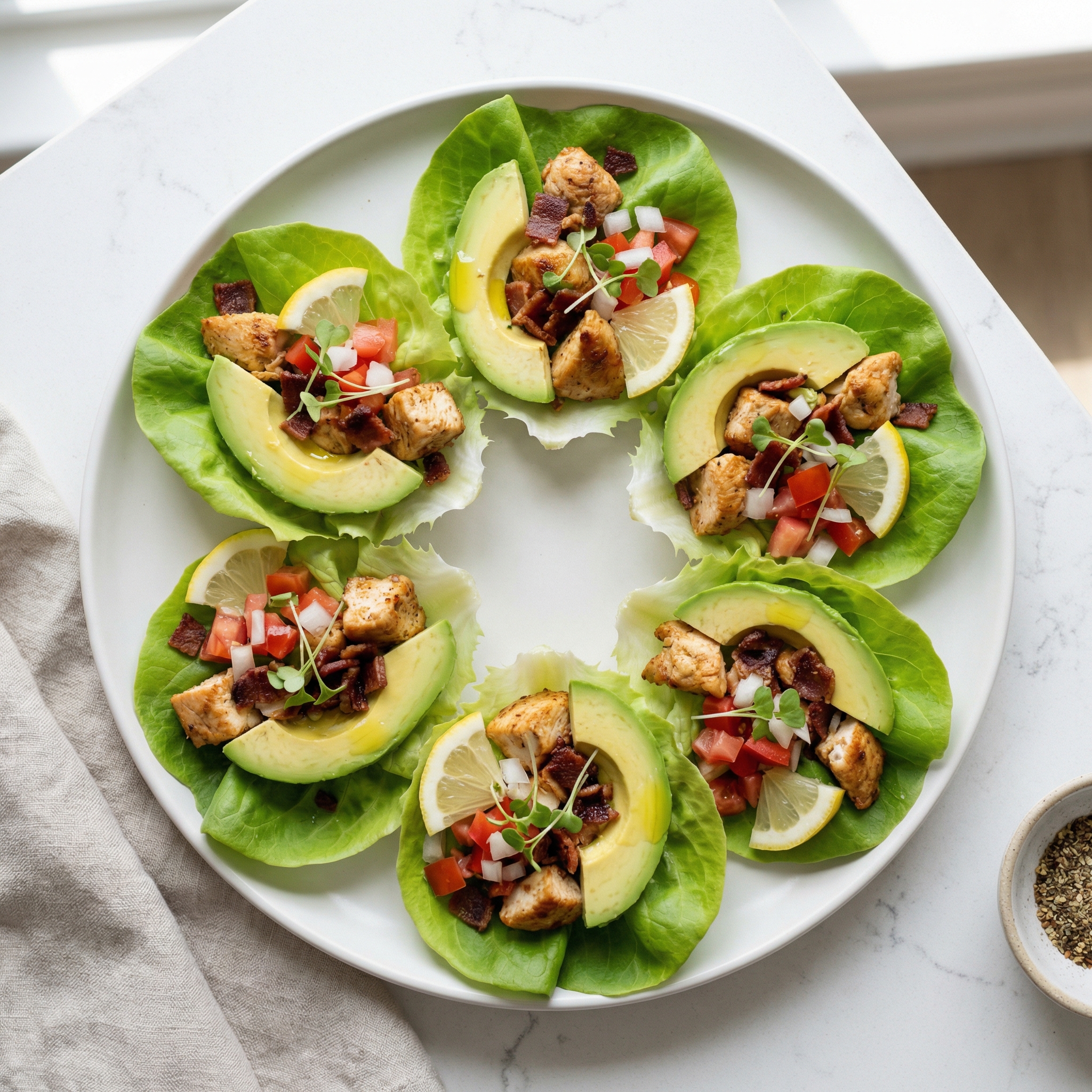 Lettuce Wraps with Chicken, Avocado & Bacon