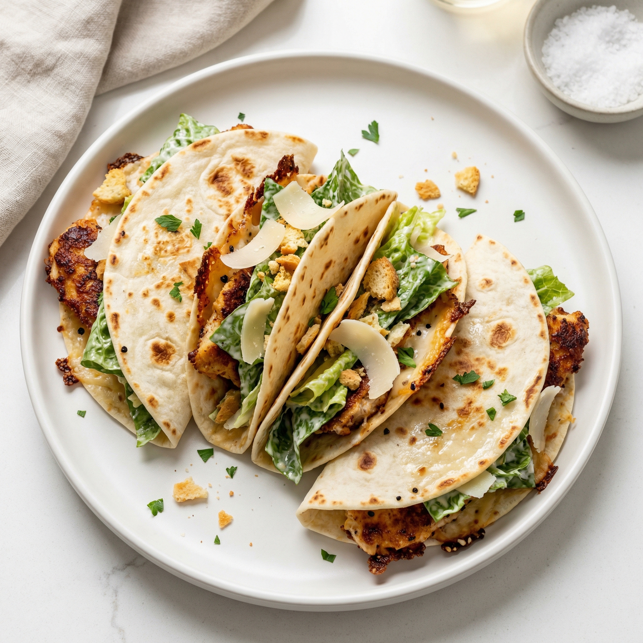 Caesar Chicken Smashed Street Tacos
