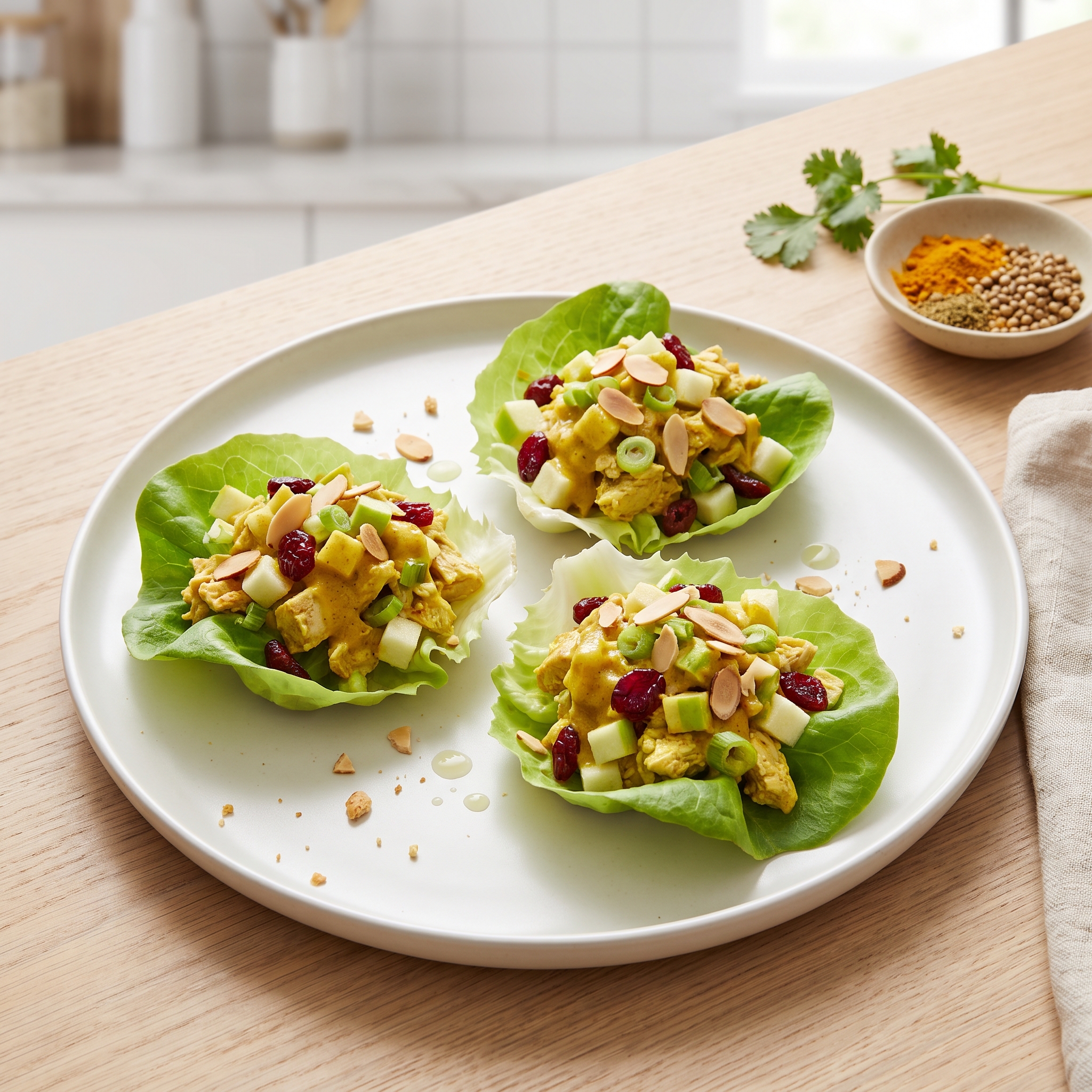 Chicken Curry Salad Lettuce Cups