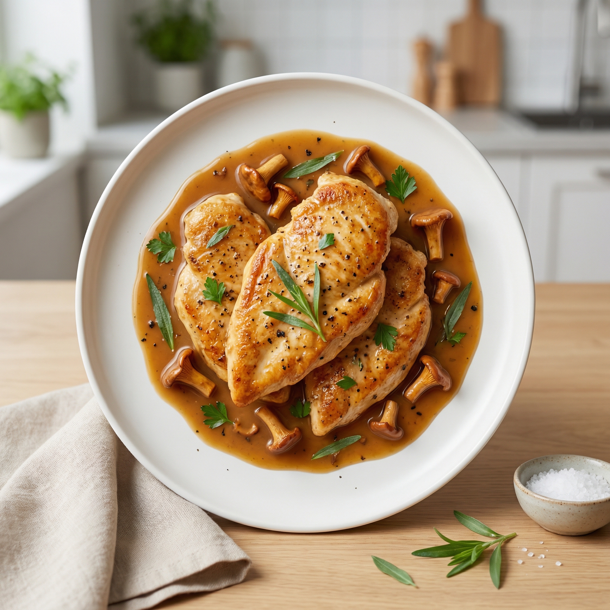 Chicken in Marsala with Chanterelles
