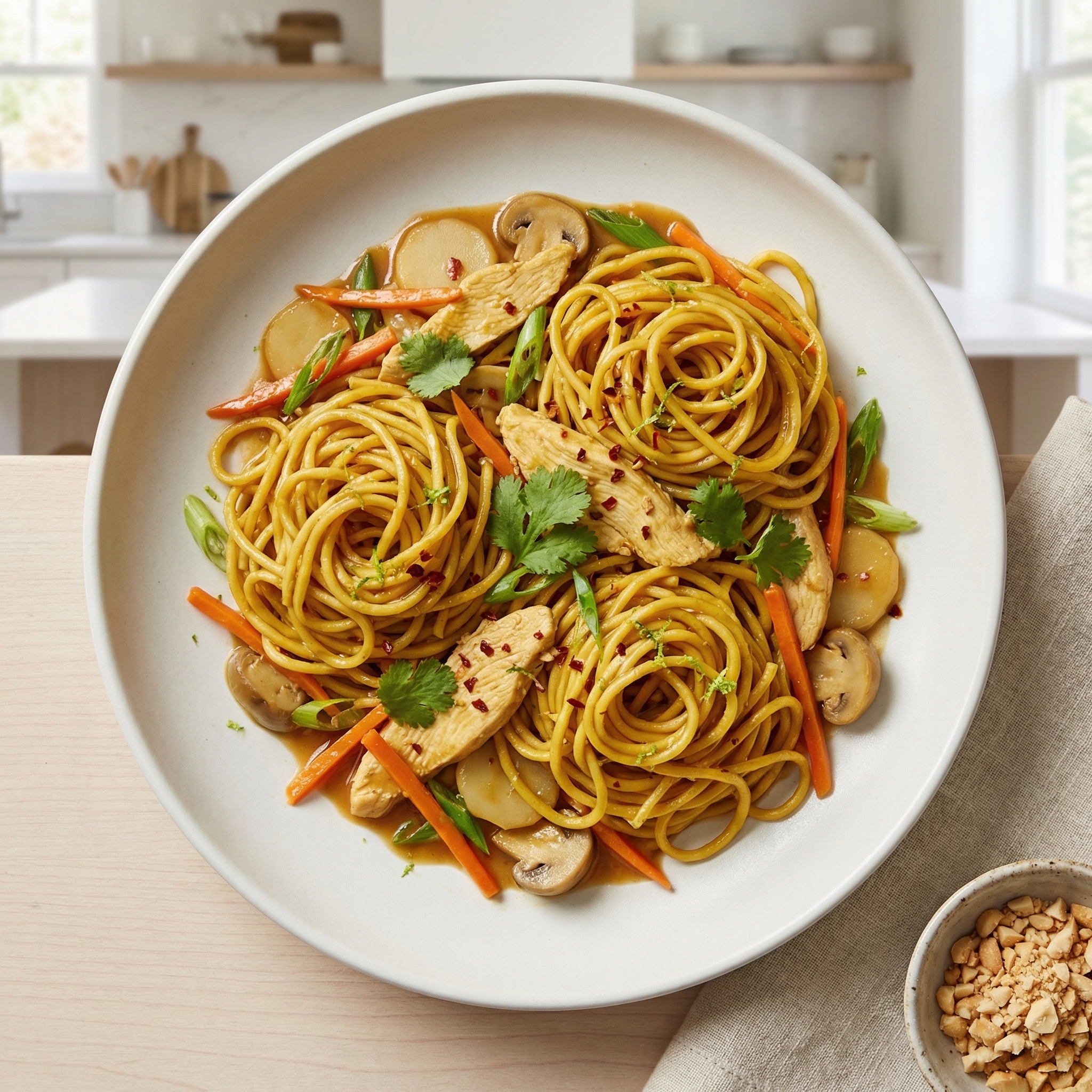 Chicken Singapore-Style Noodle Stir-Fry