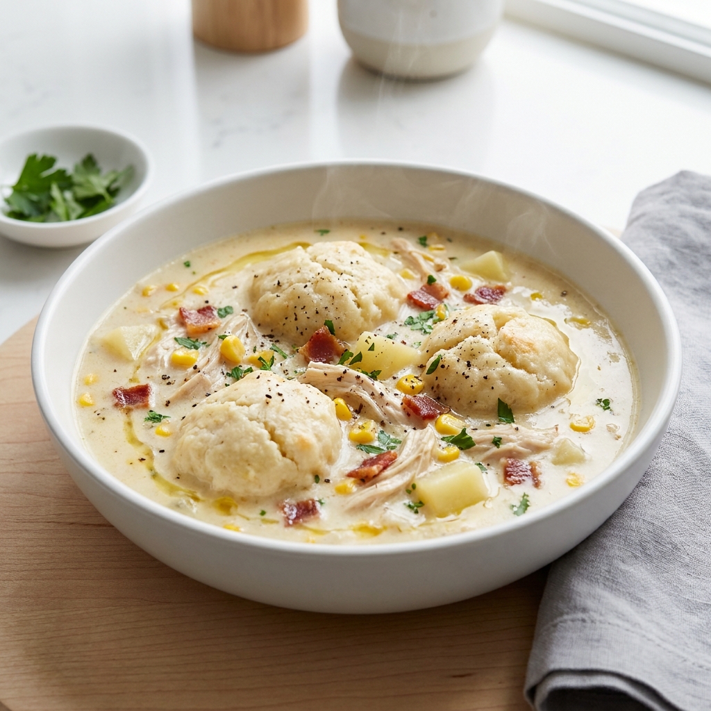 Chicken and Dumplings with Bacon