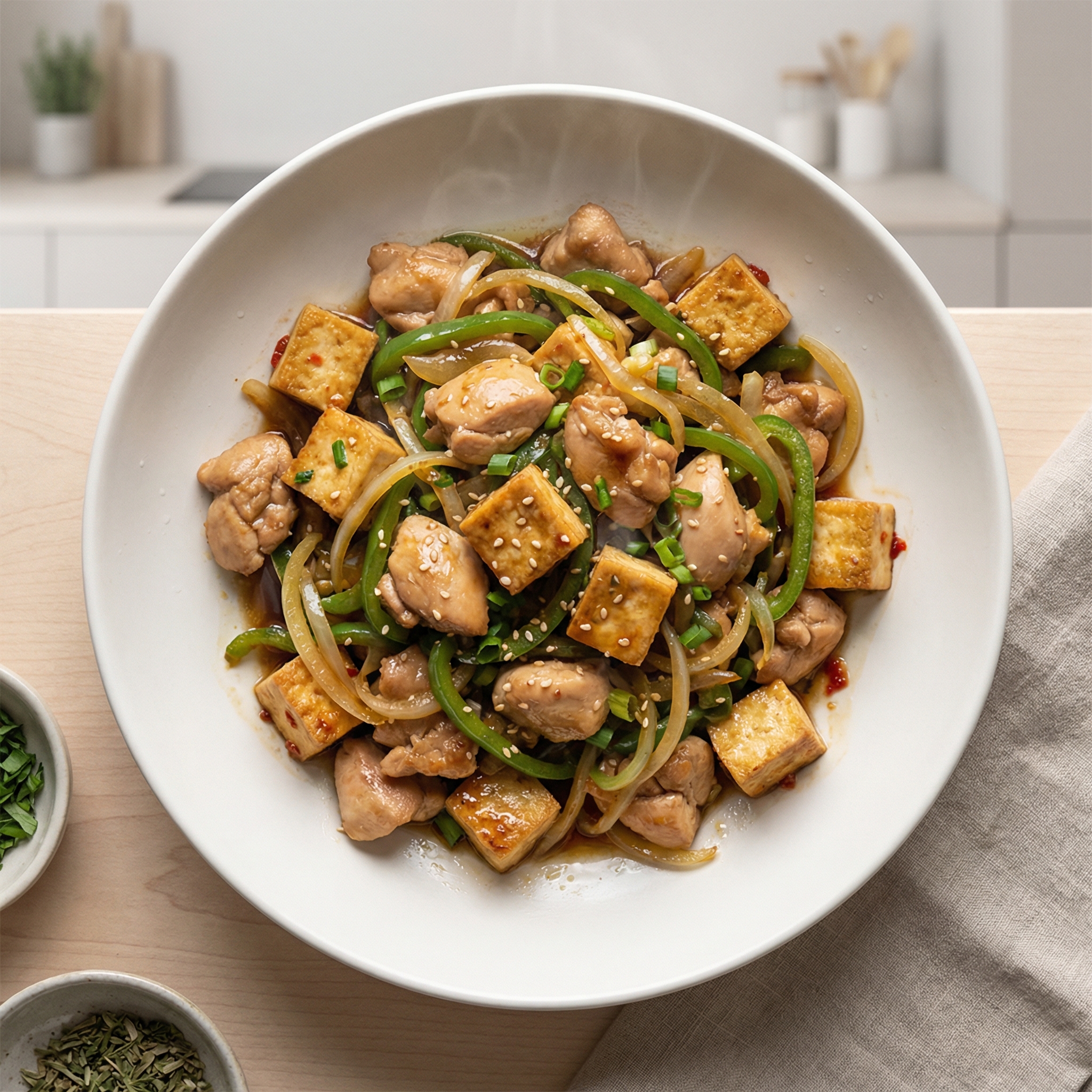 Chicken, Tofu, and Vegetable Stir-Fry