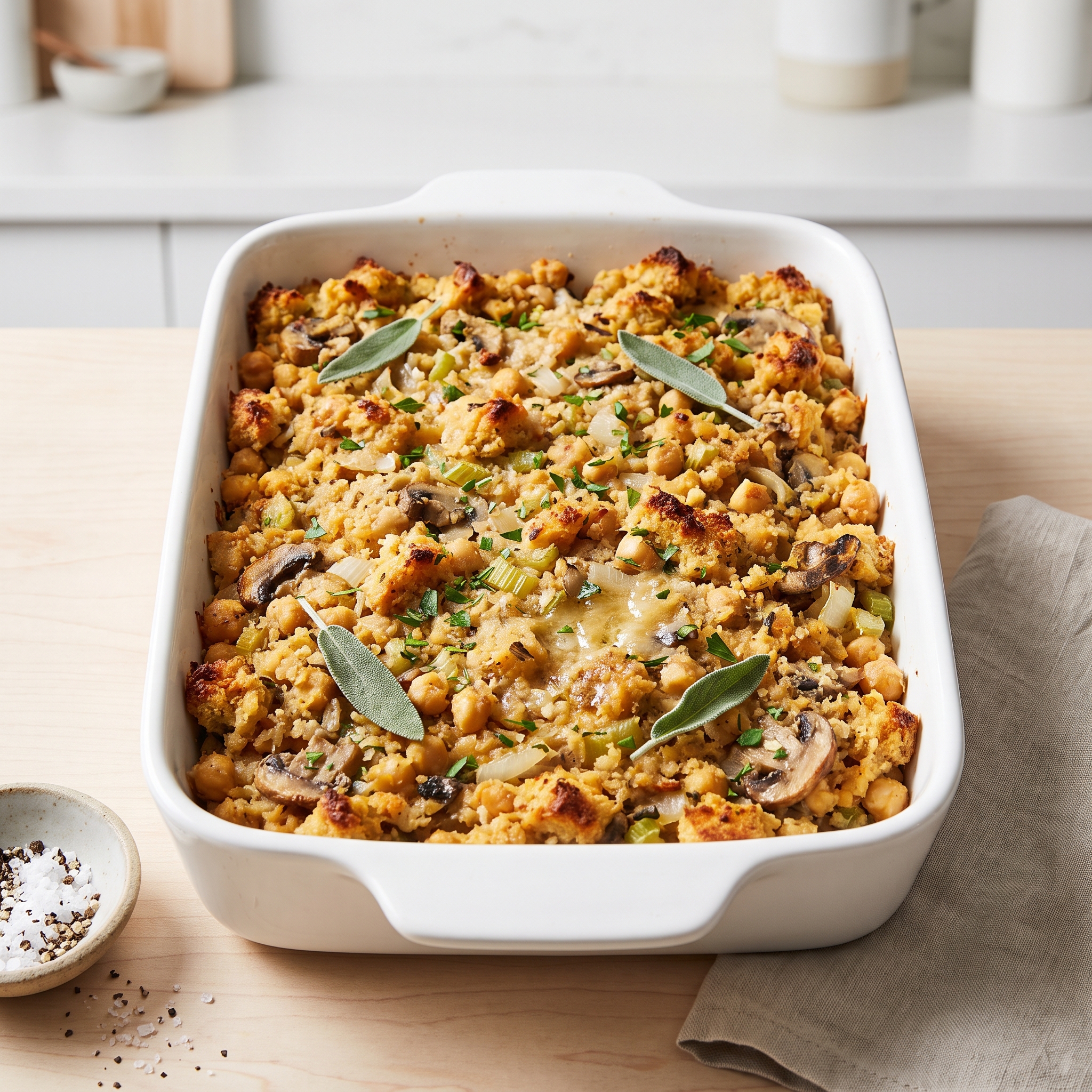 Chickpea Mushroom Stuffing (No-Bread)
