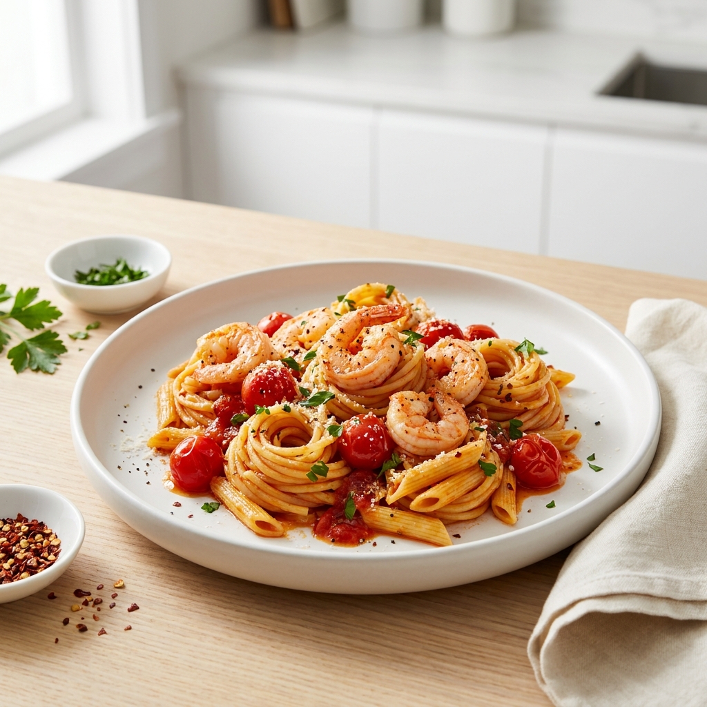 Chili-Kissed Shrimp Scampi with Tomatoes