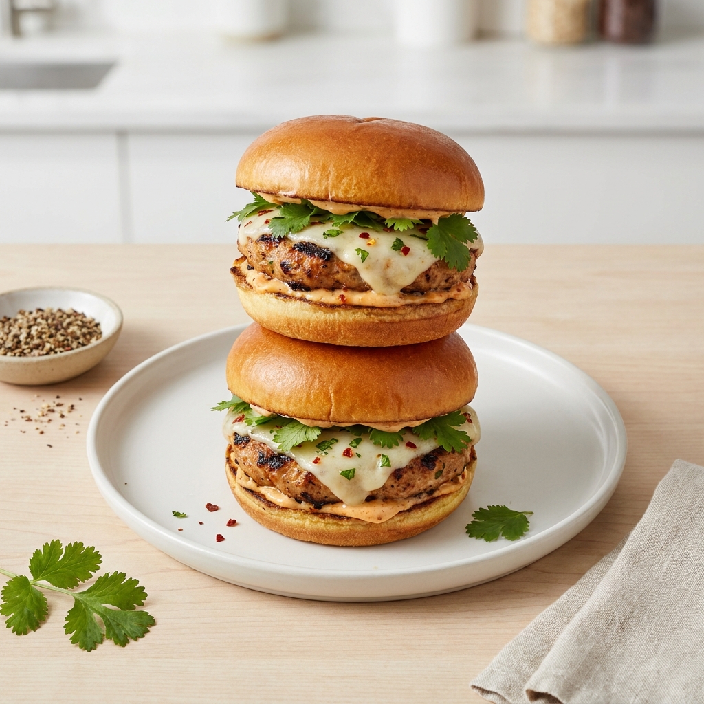 Chipotle-Spiced Turkey Burgers with Mozzarella
