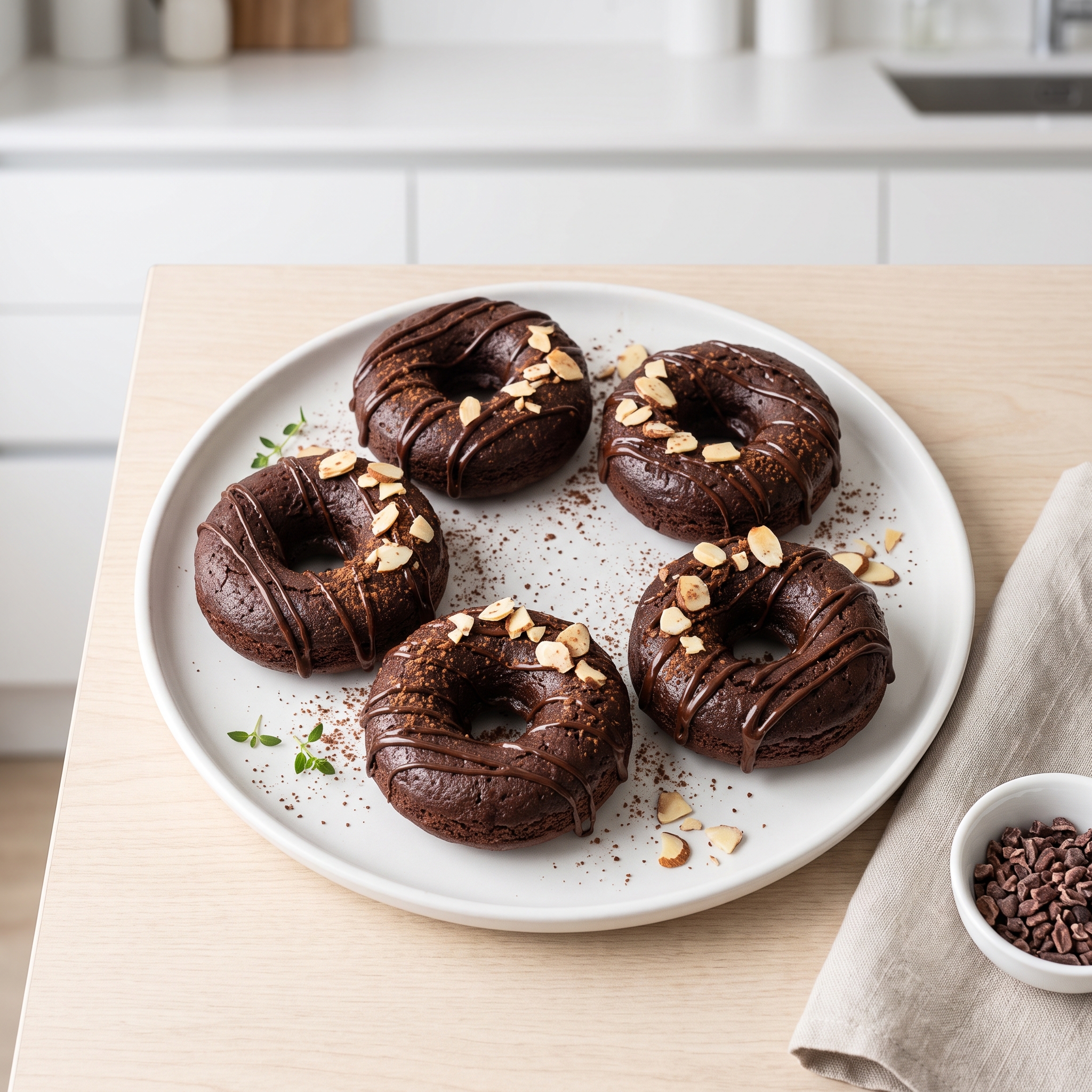 Chocolate Almond Breakfast Donuts