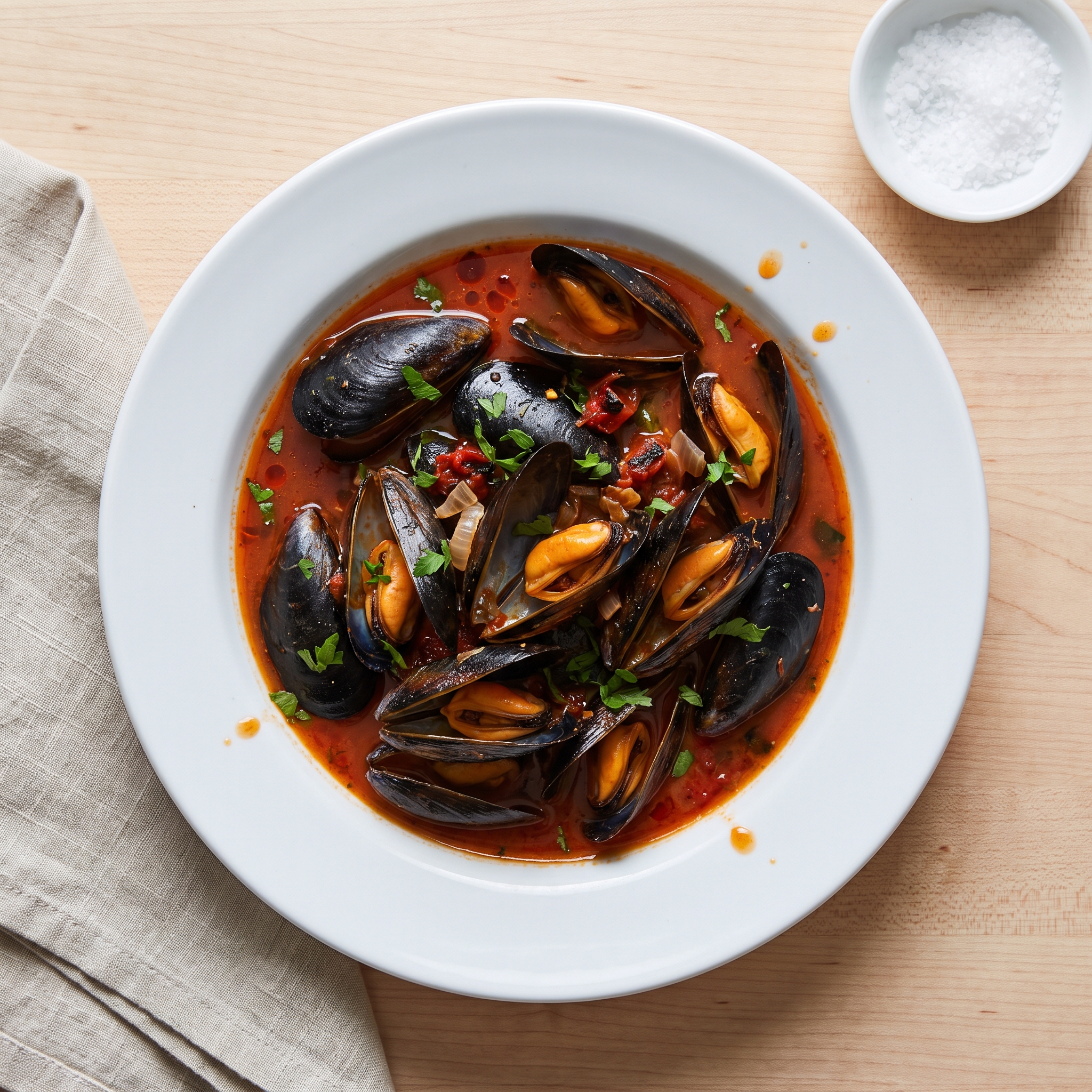 Chorizo-Steamed Mussels in Smoky Tomato Broth