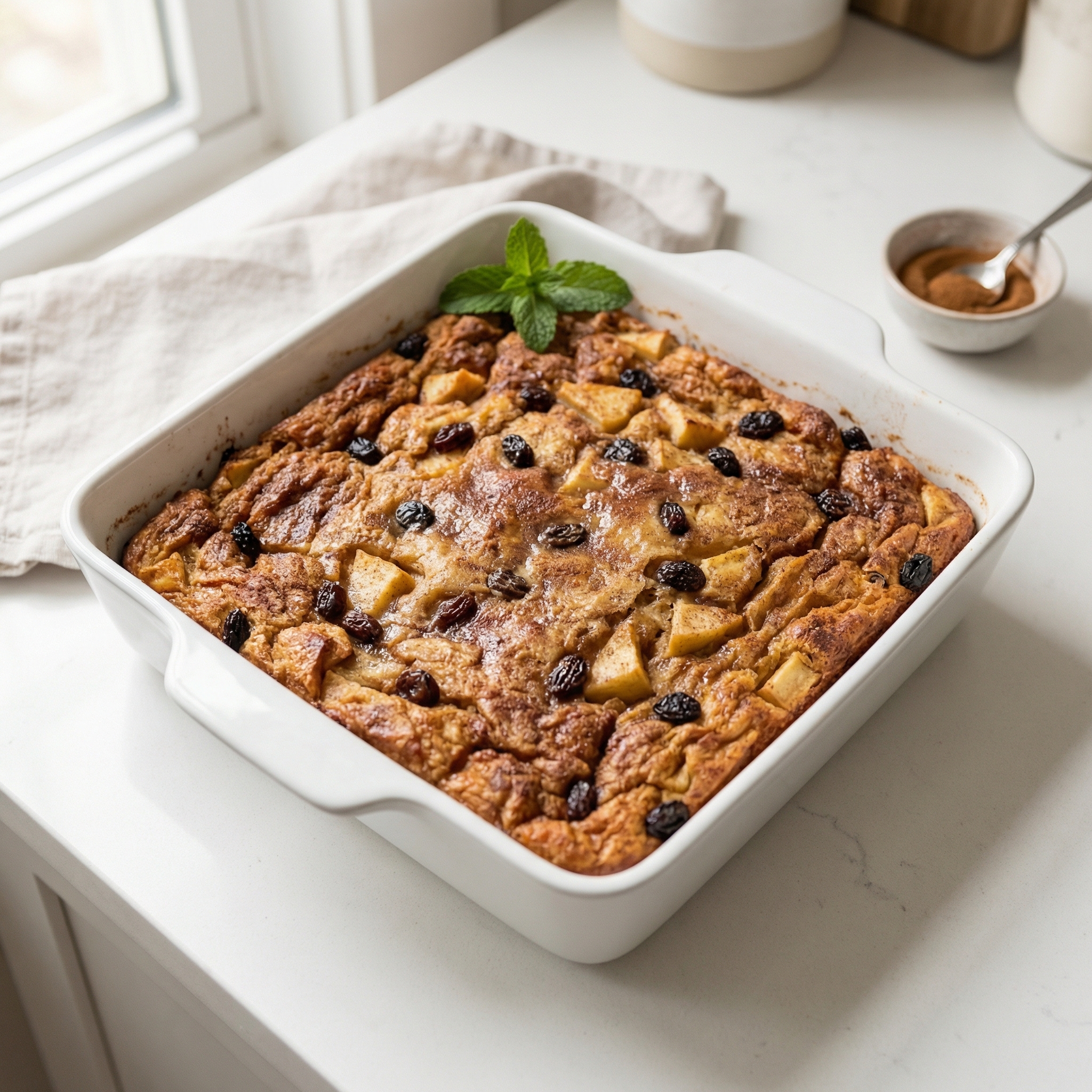 Apple and Raisin Matzo Kugel