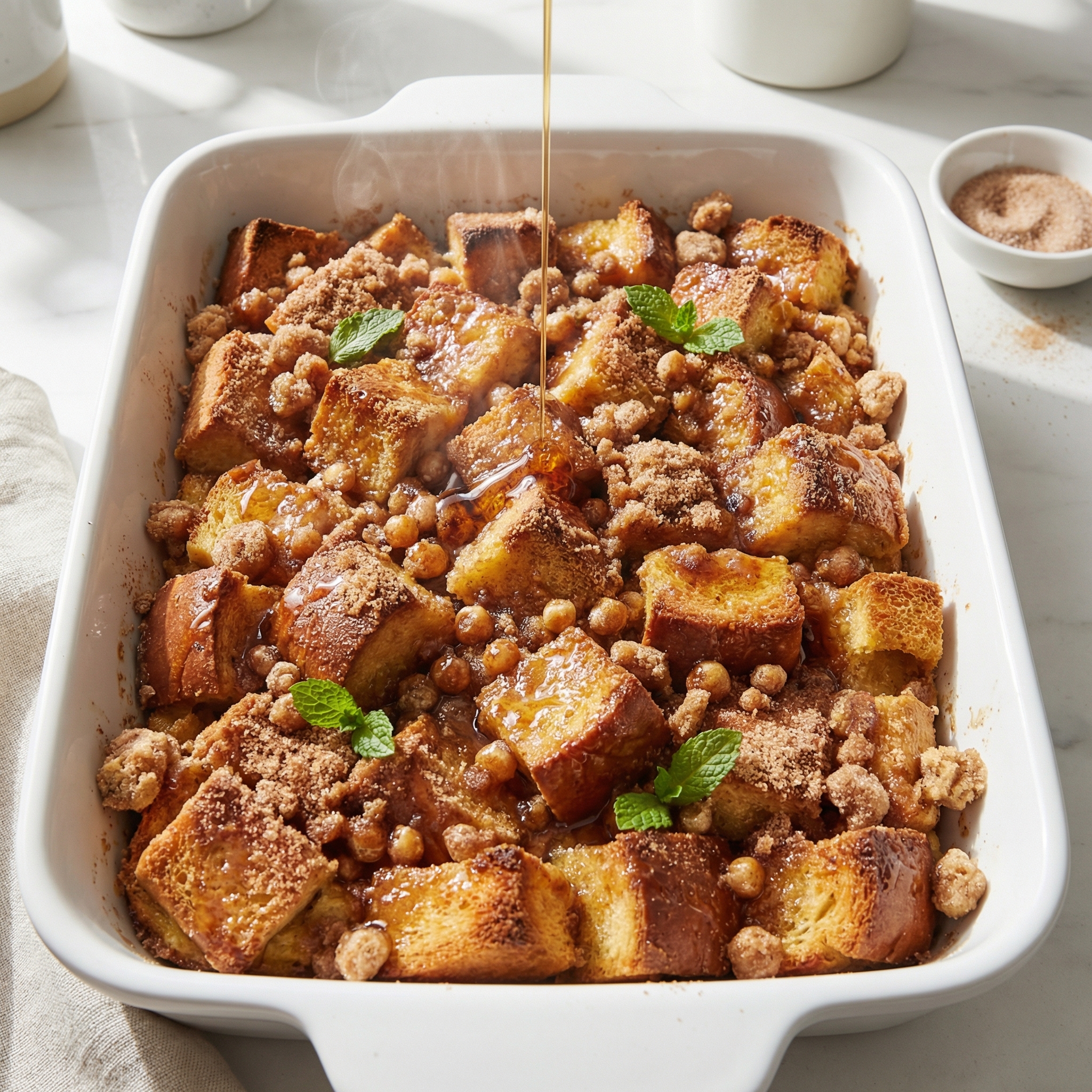 Baked Brioche French Toast Bake with Cinnamon Crumb