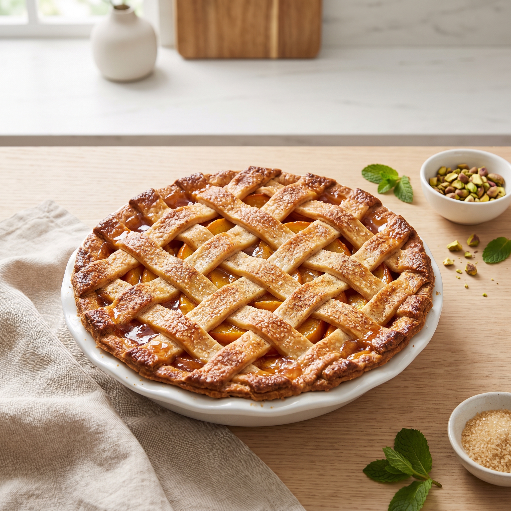 Cinnamon Honey Peach Lattice Pie