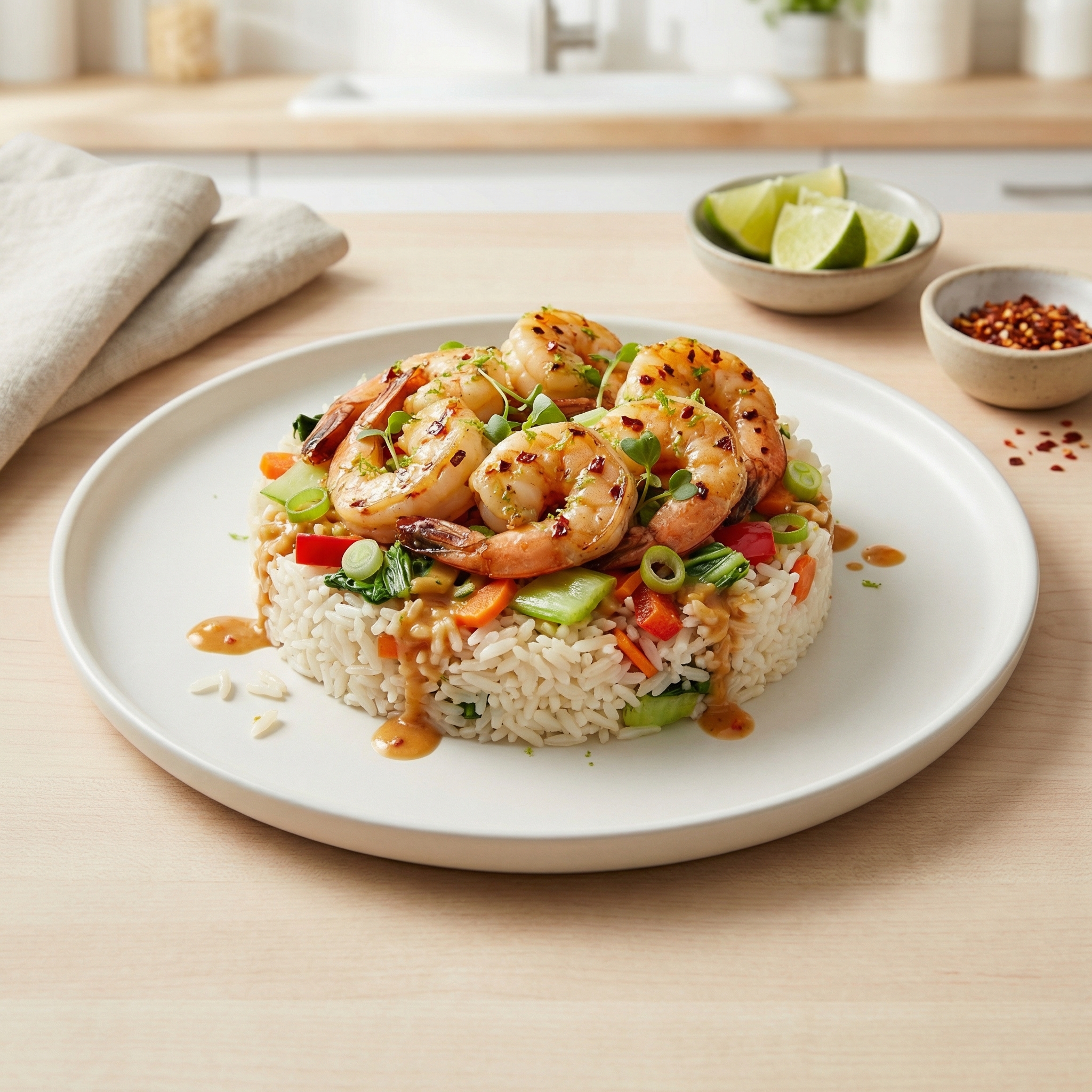 Lime-Chile Shrimp with Coconut and Rice