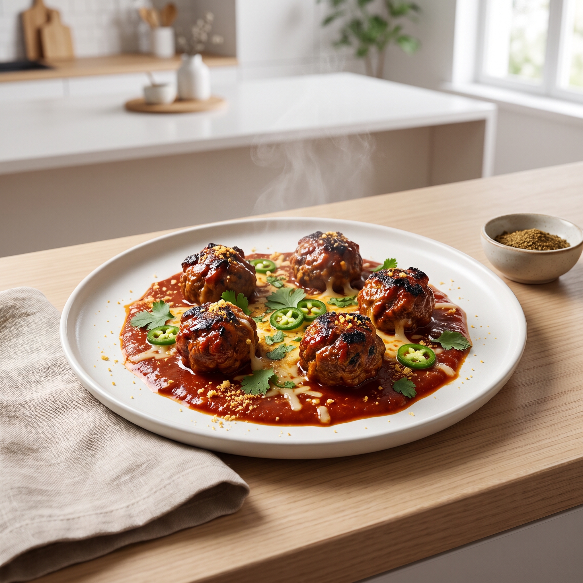 Cornbread-Enchilada Beef Meatballs