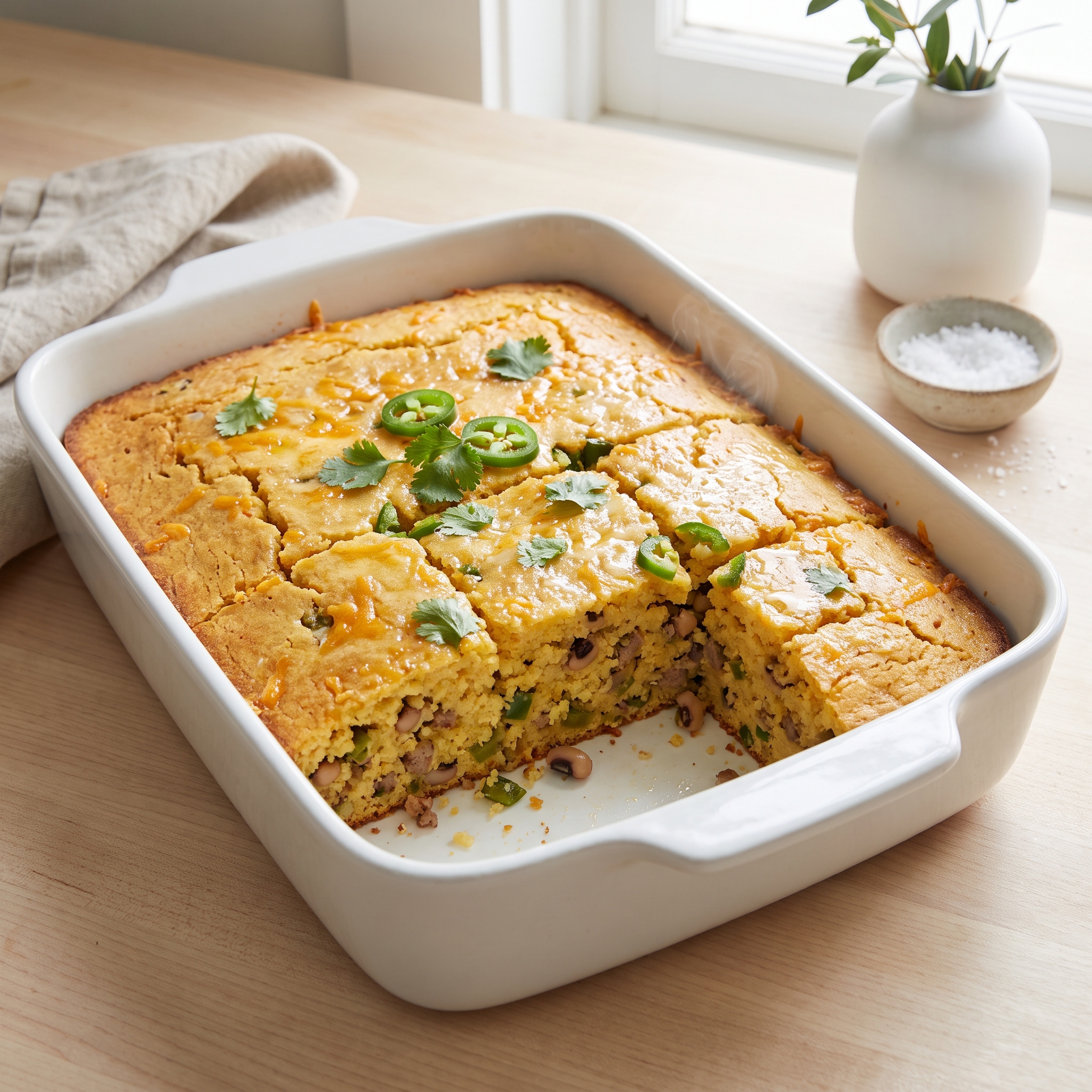 Cornbread with Black-Eyed Peas and Sausage
