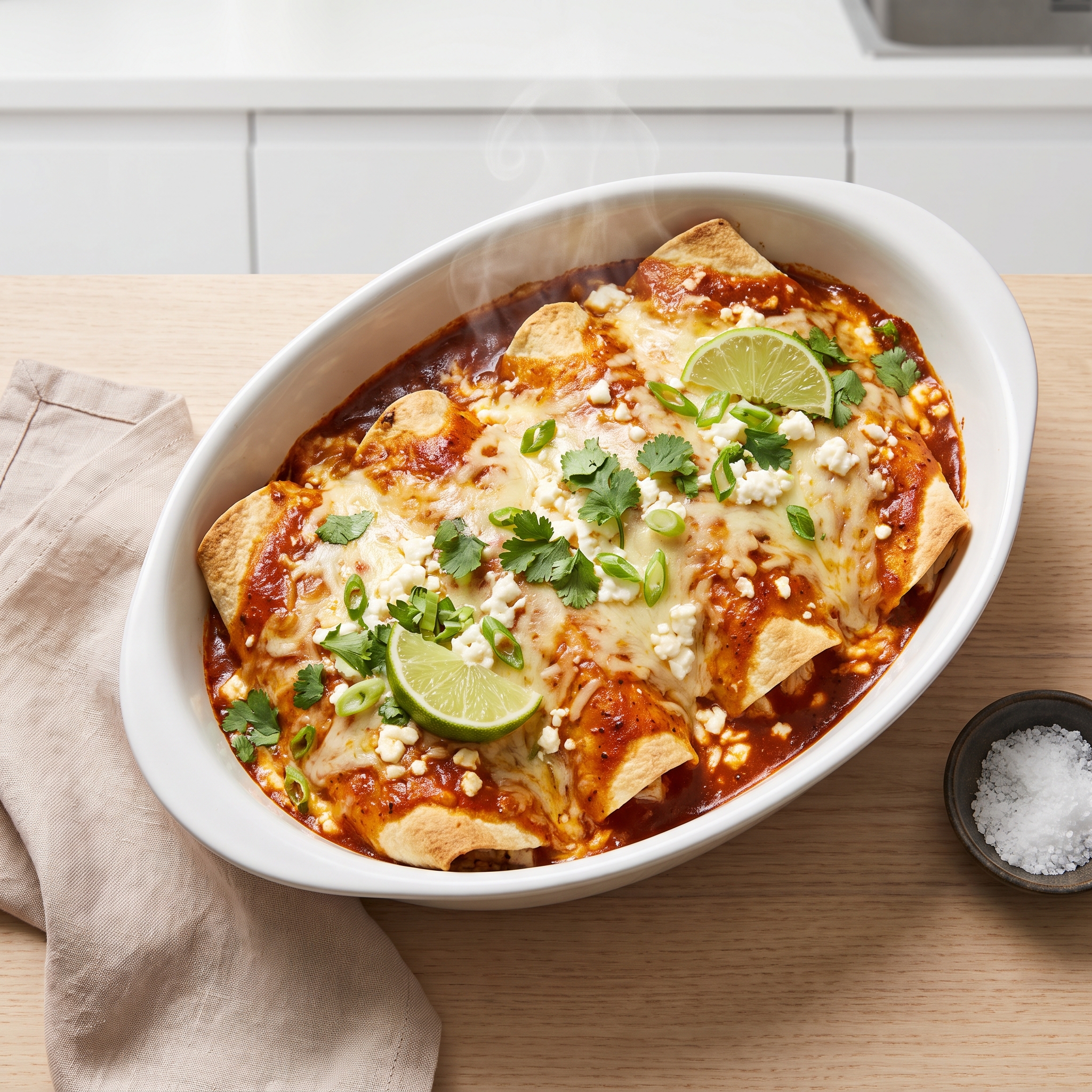 Cottage Cheese Chicken Enchiladas