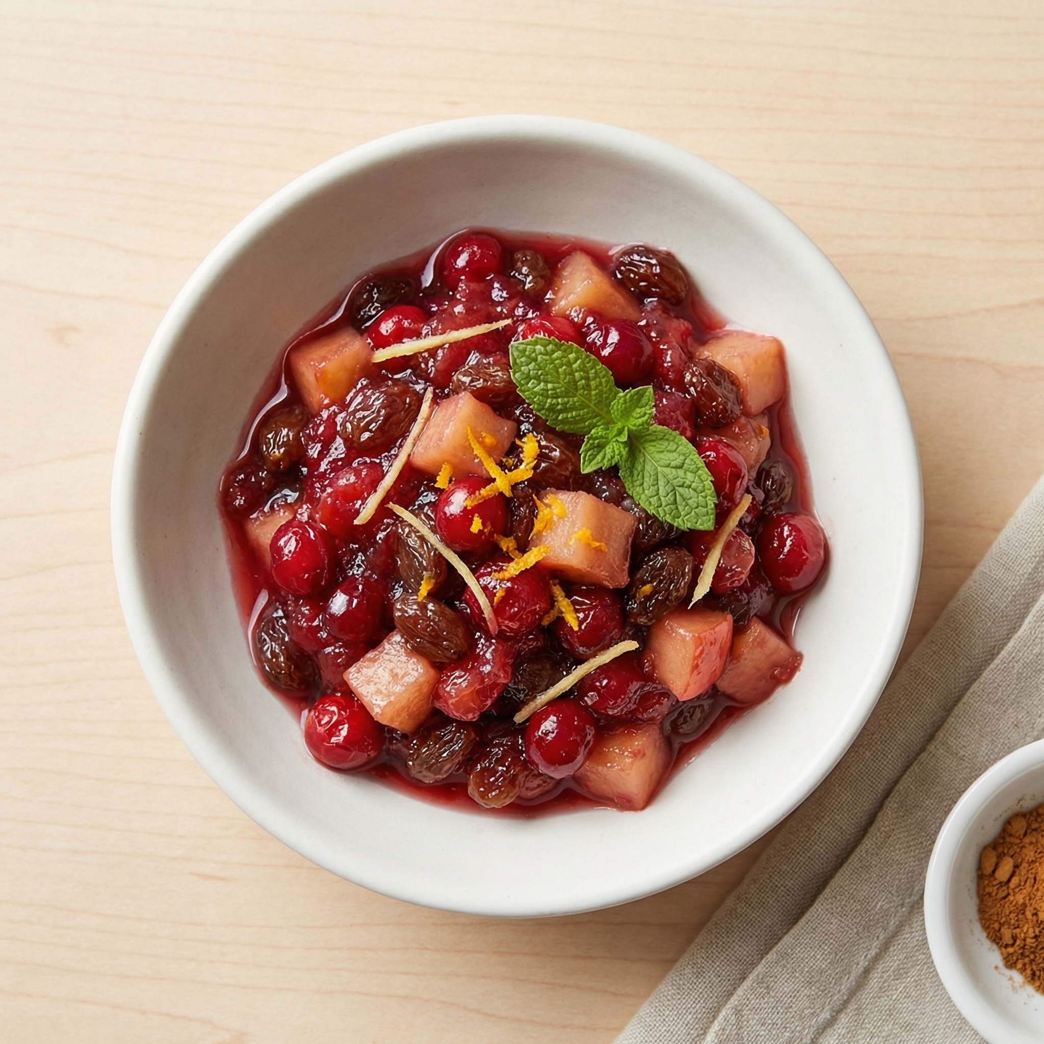 Cranberry, Apple, and Fresh Ginger Chutney