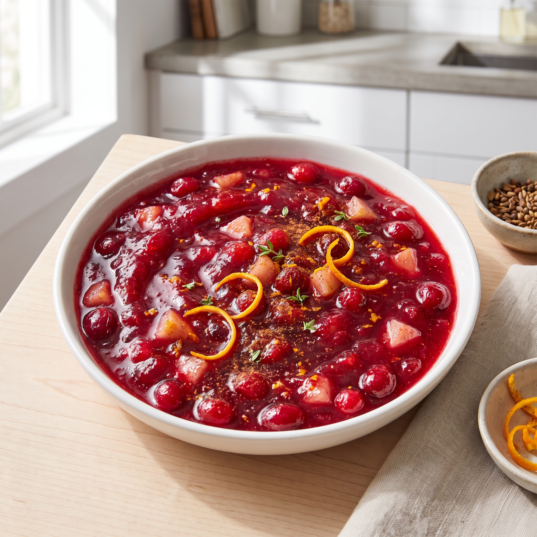 Cranberry Sauce with Orange Juice, Honey, and Pears