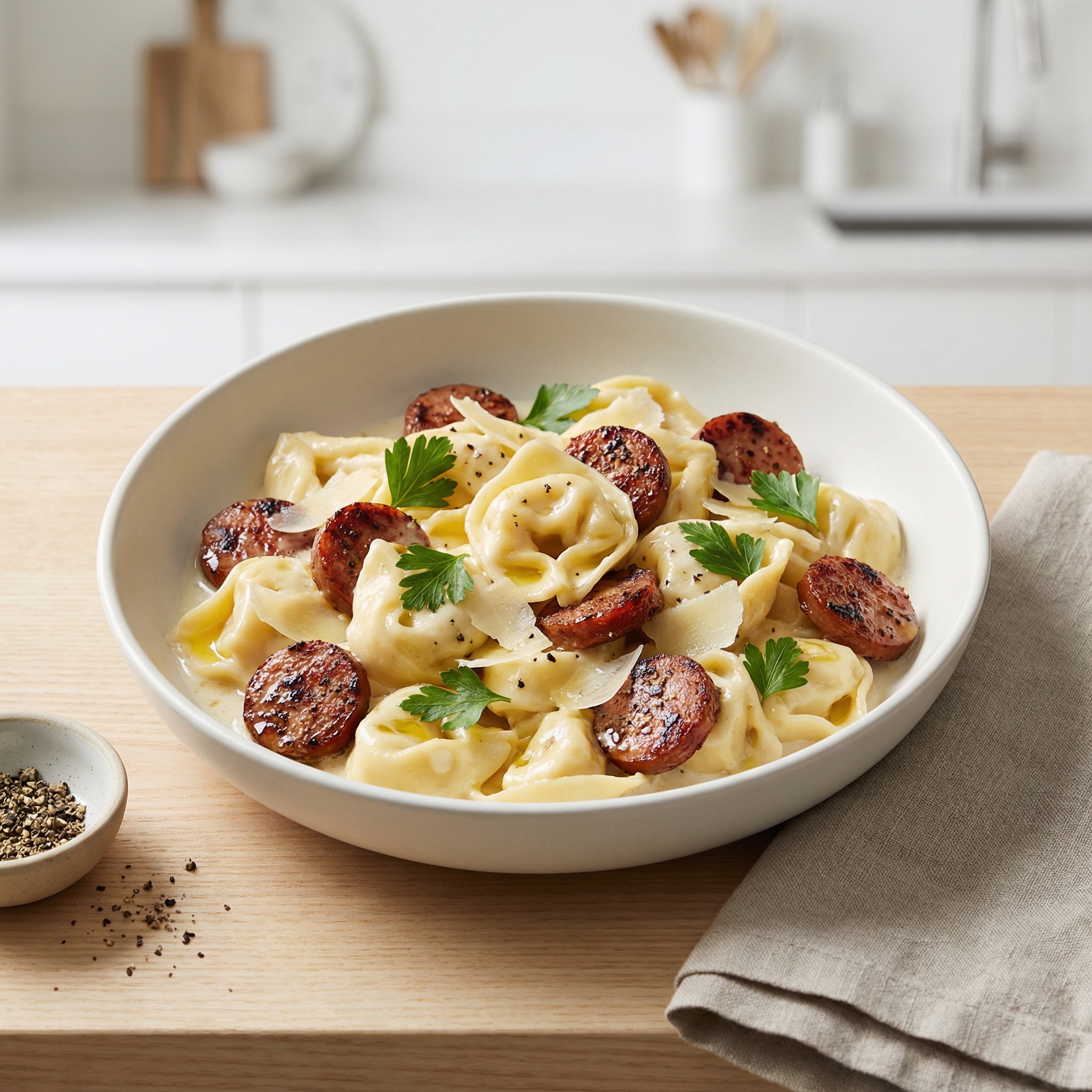 5-ingredient Creamy Tortellini and Sausage