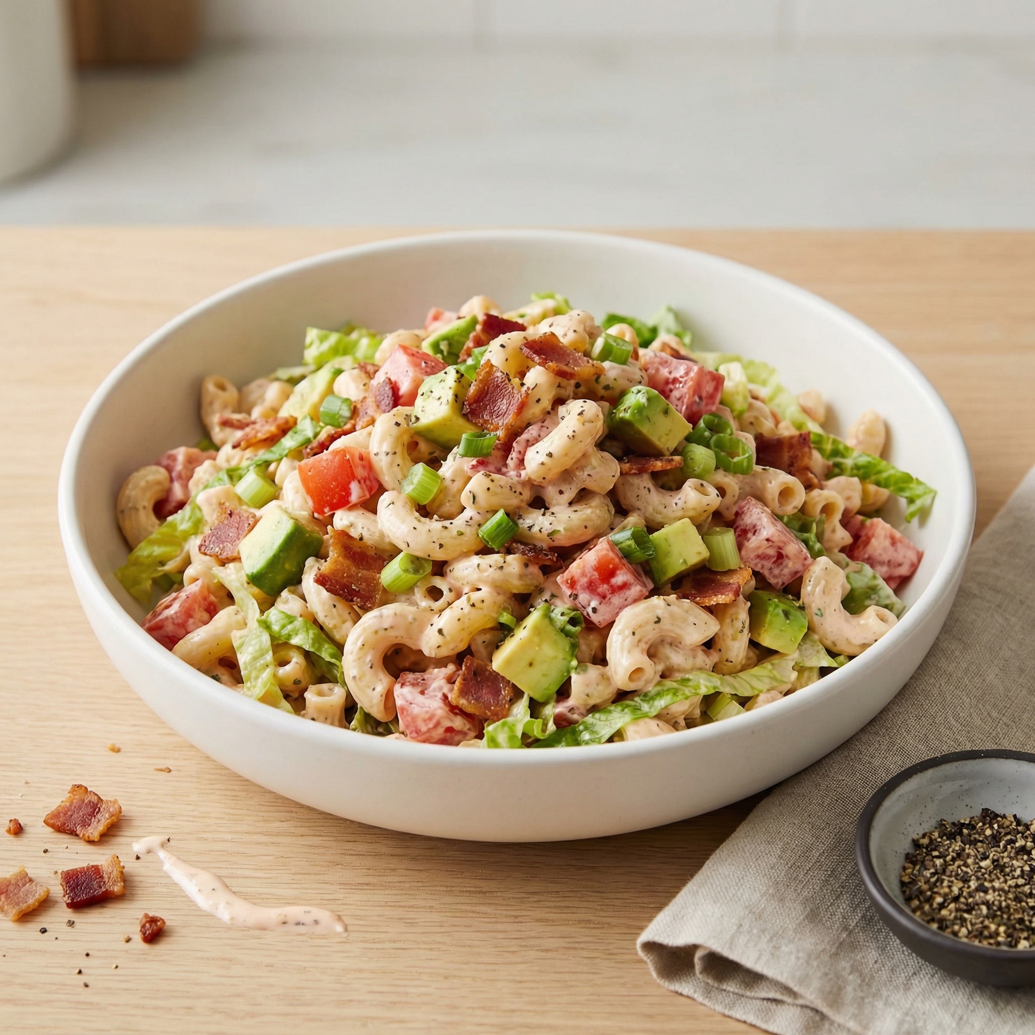 Creamy BLT Macaroni Salad with Mayo