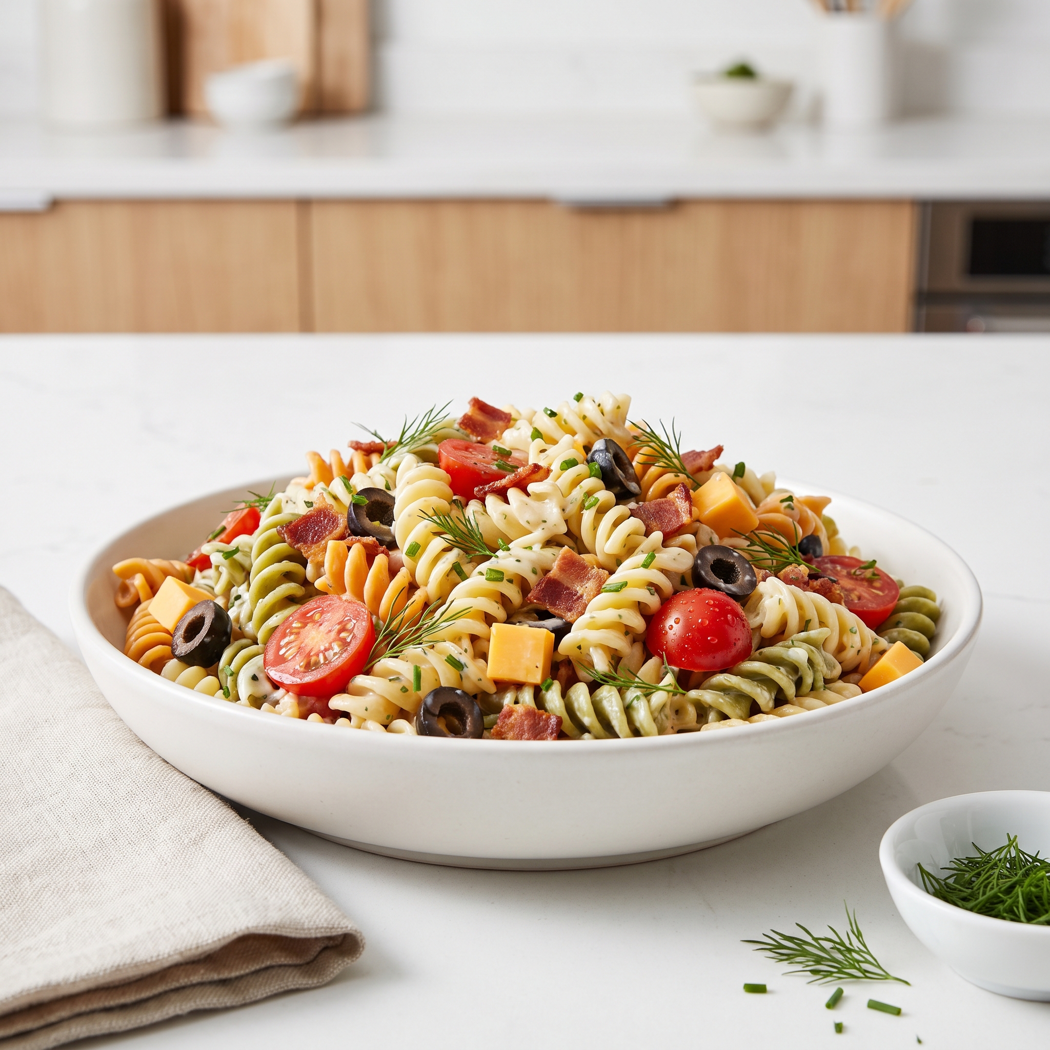 Creamy Bacon Ranch Rotini Salad