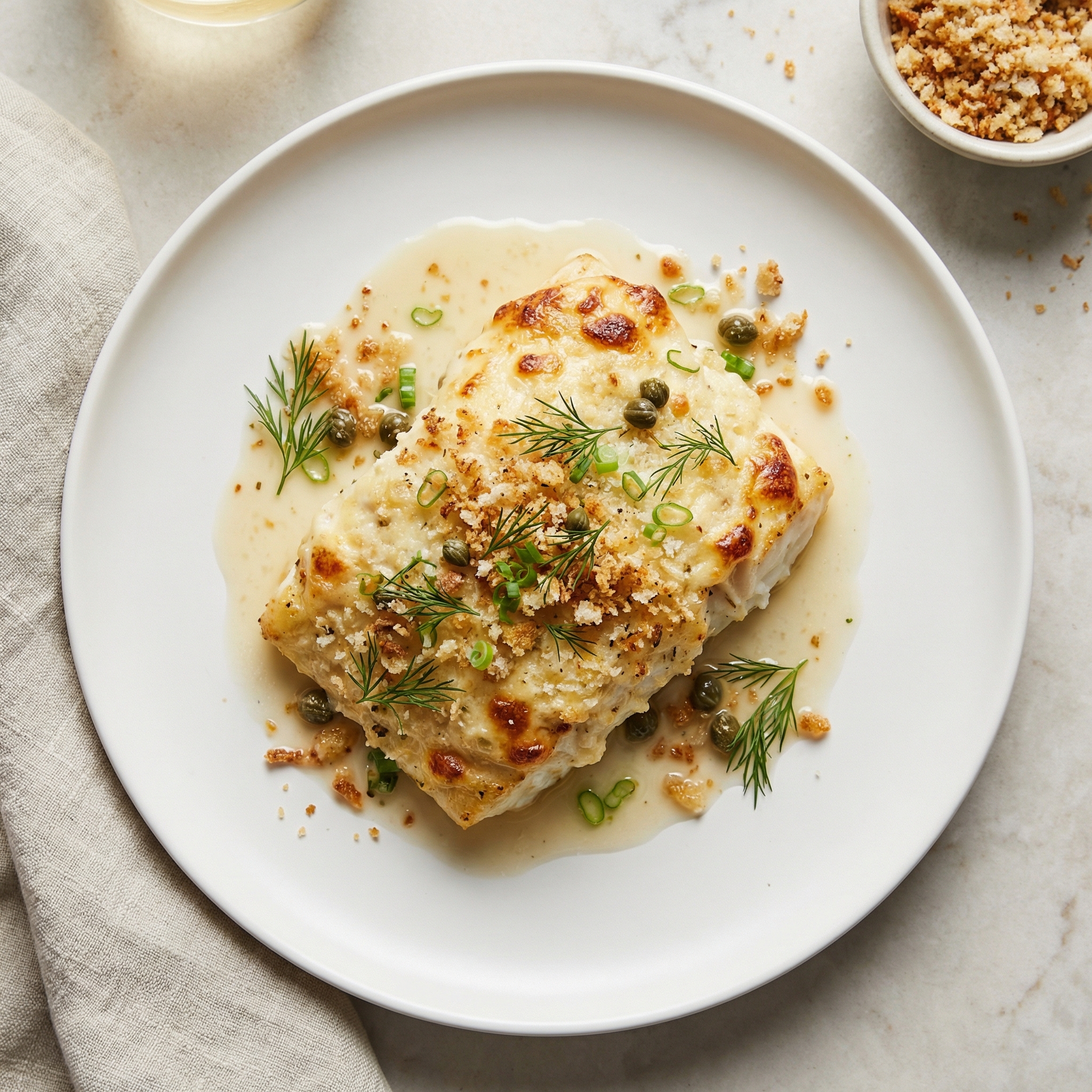 Creamy Halibut Olympia
