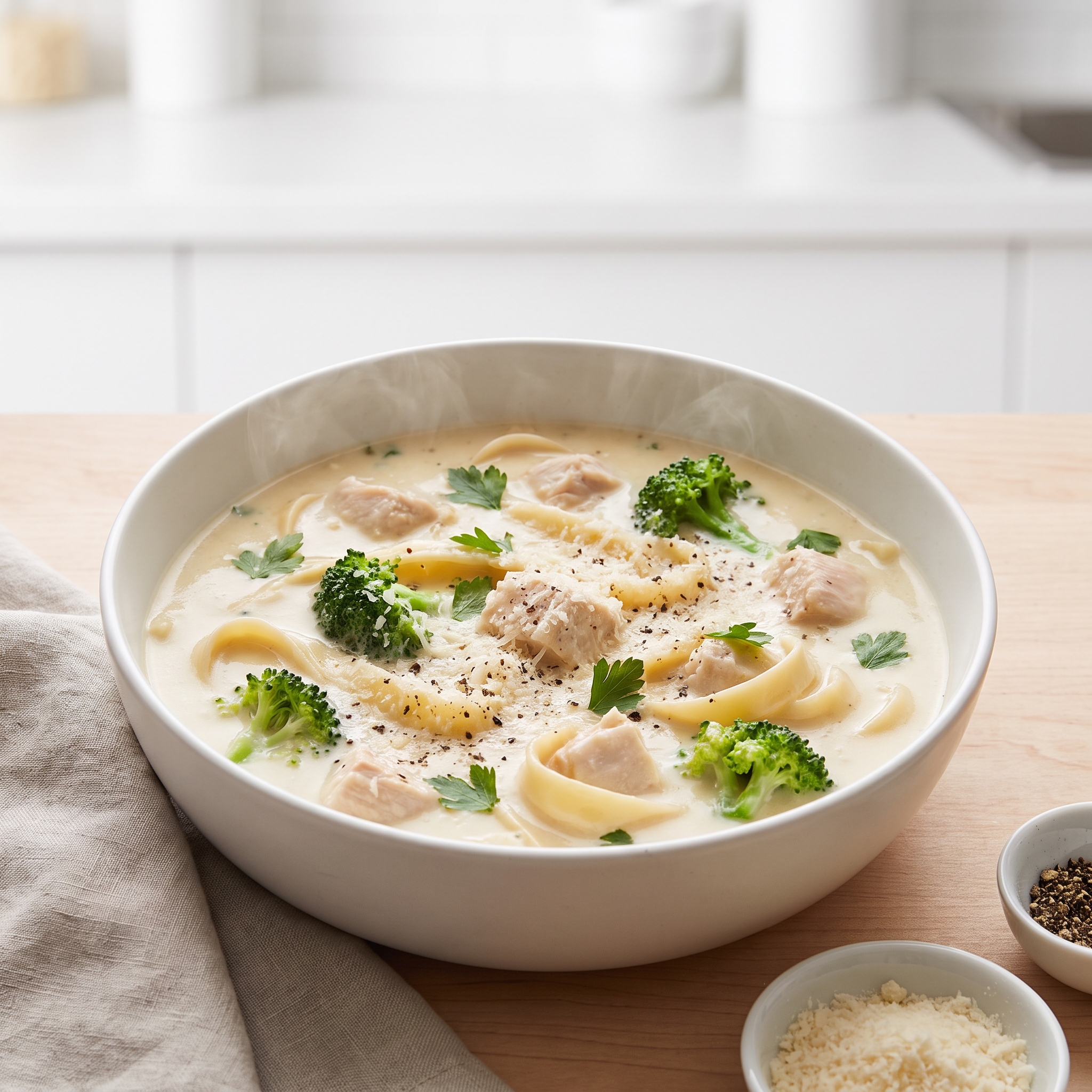 Creamy Chicken Alfredo Noodle Soup