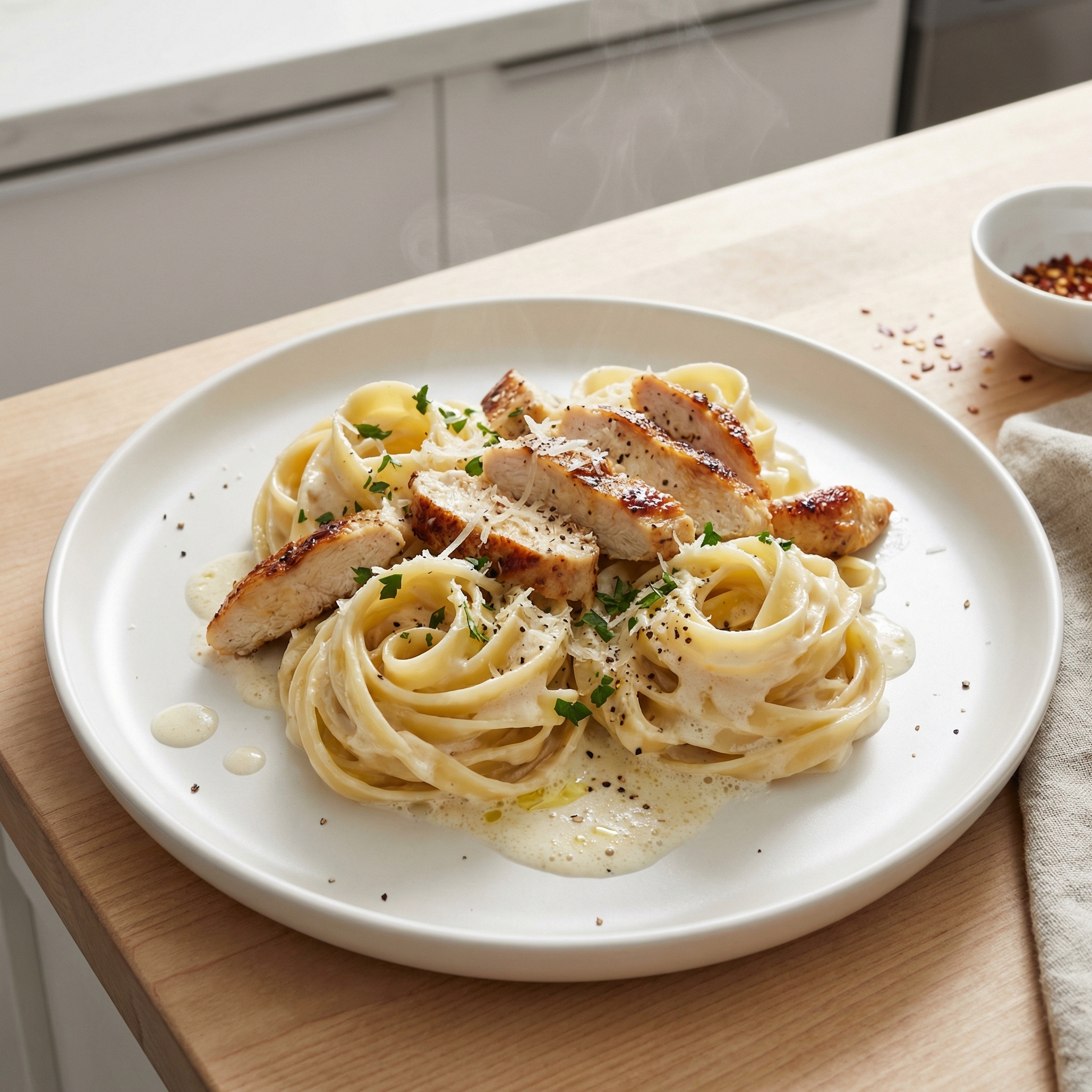 Chicken Alfredo with Fettuccini Noodles