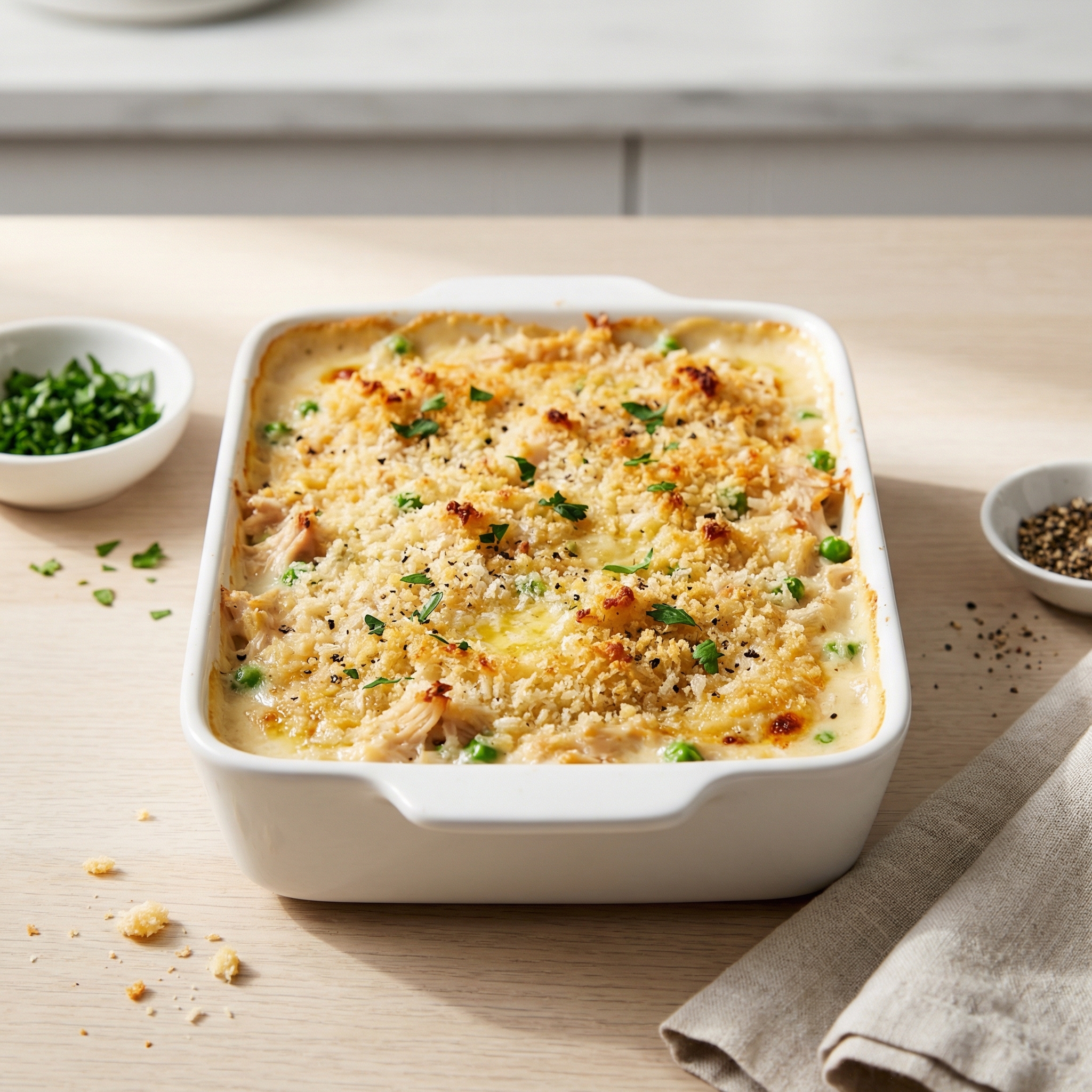 Creamy Chicken Alfredo Rice Bake