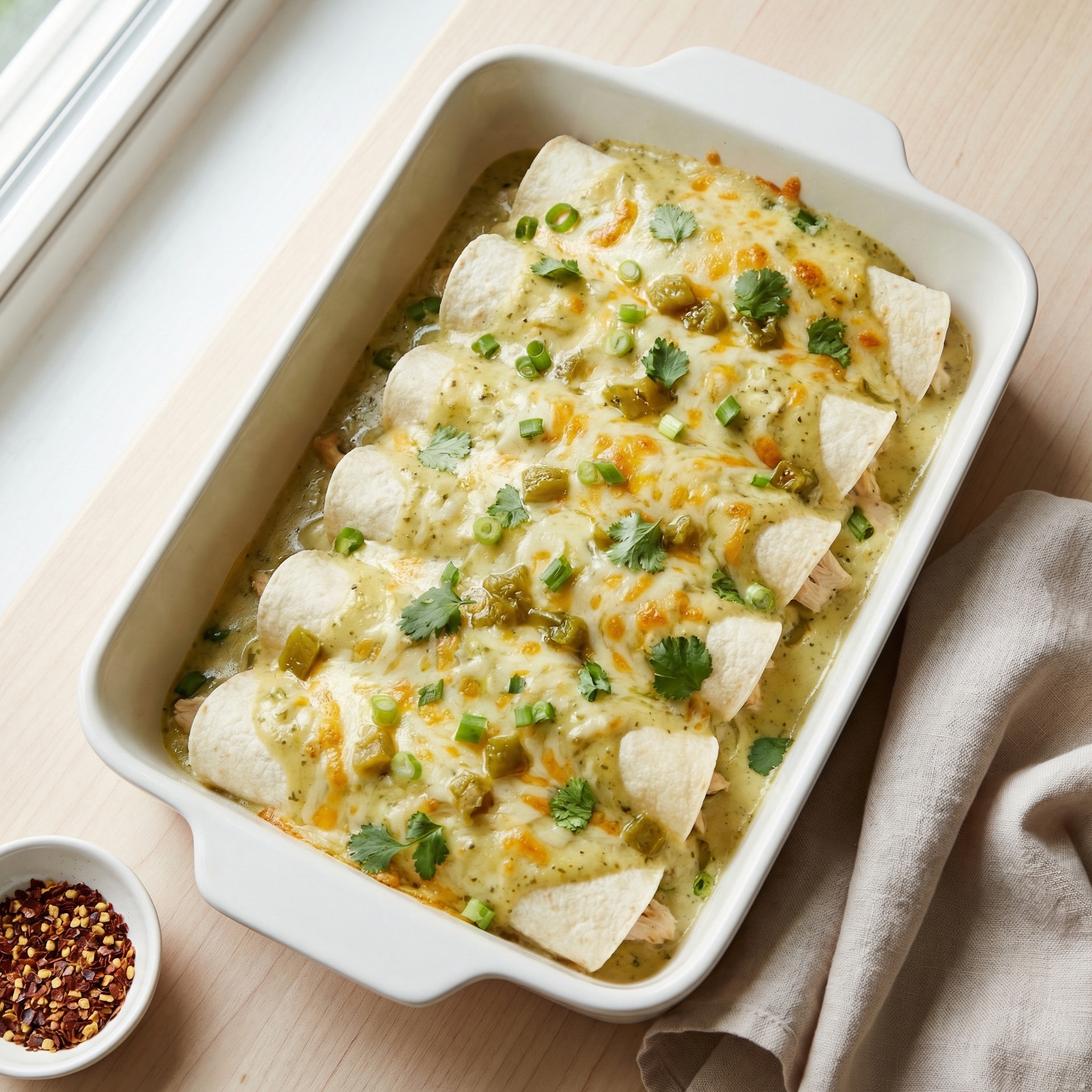 Cheesy Cream Chicken Enchiladas
