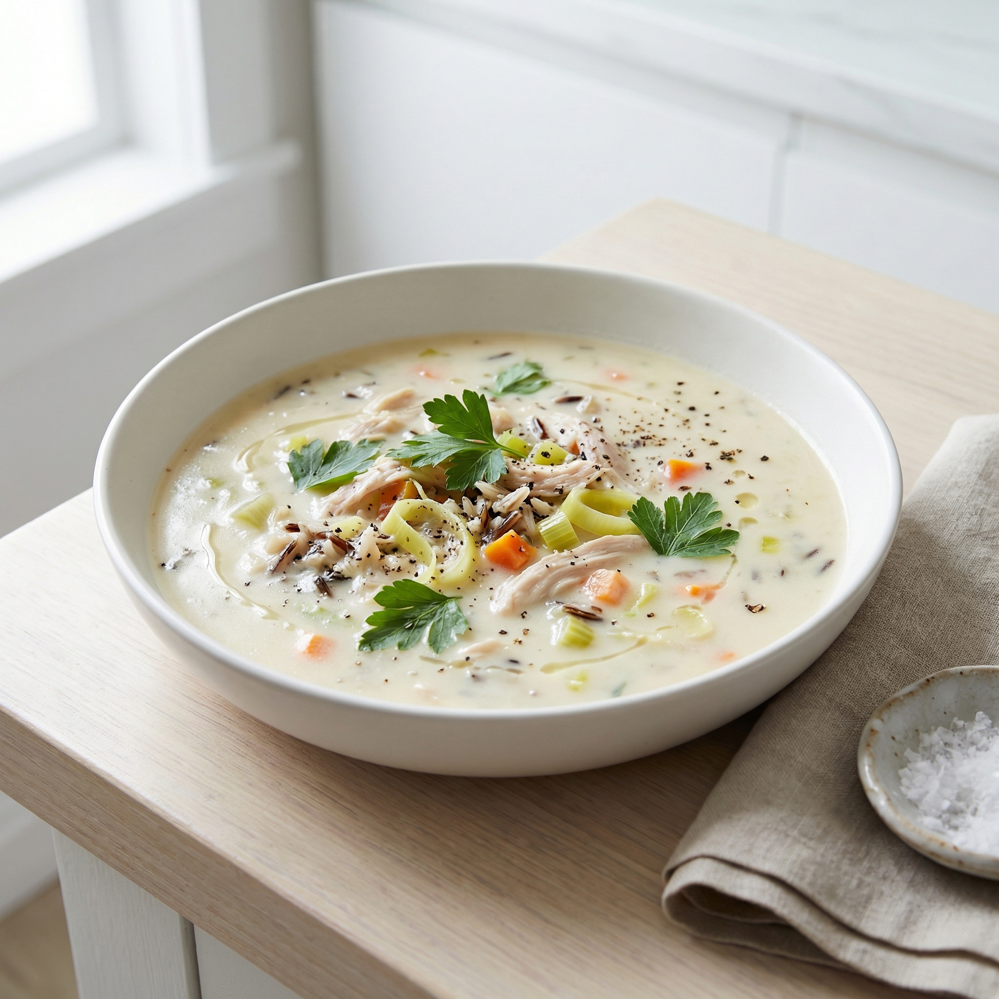 Creamy Chicken, Leek & Wild Rice Chowder