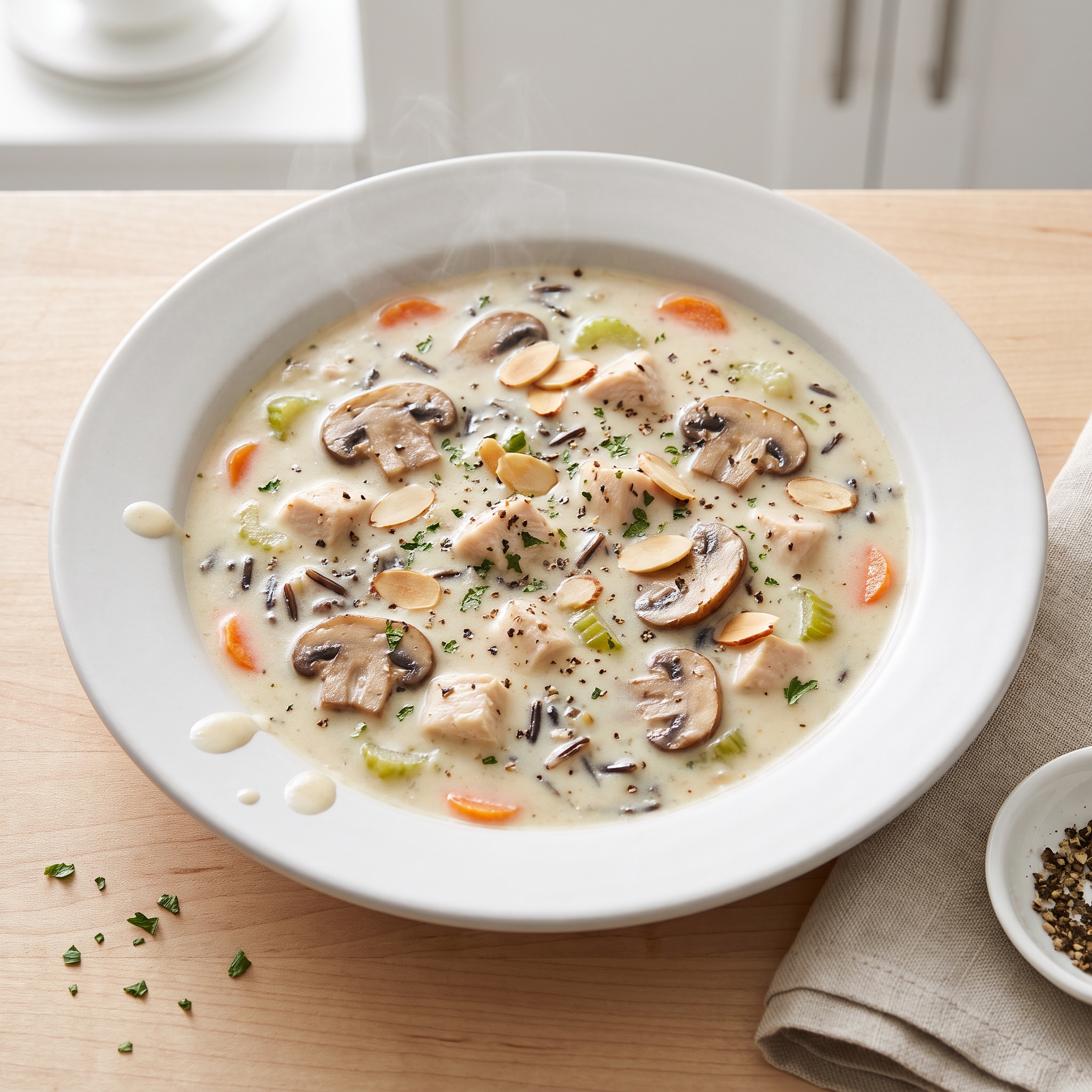 Creamy Chicken, Mushroom, and Wild Rice Soup