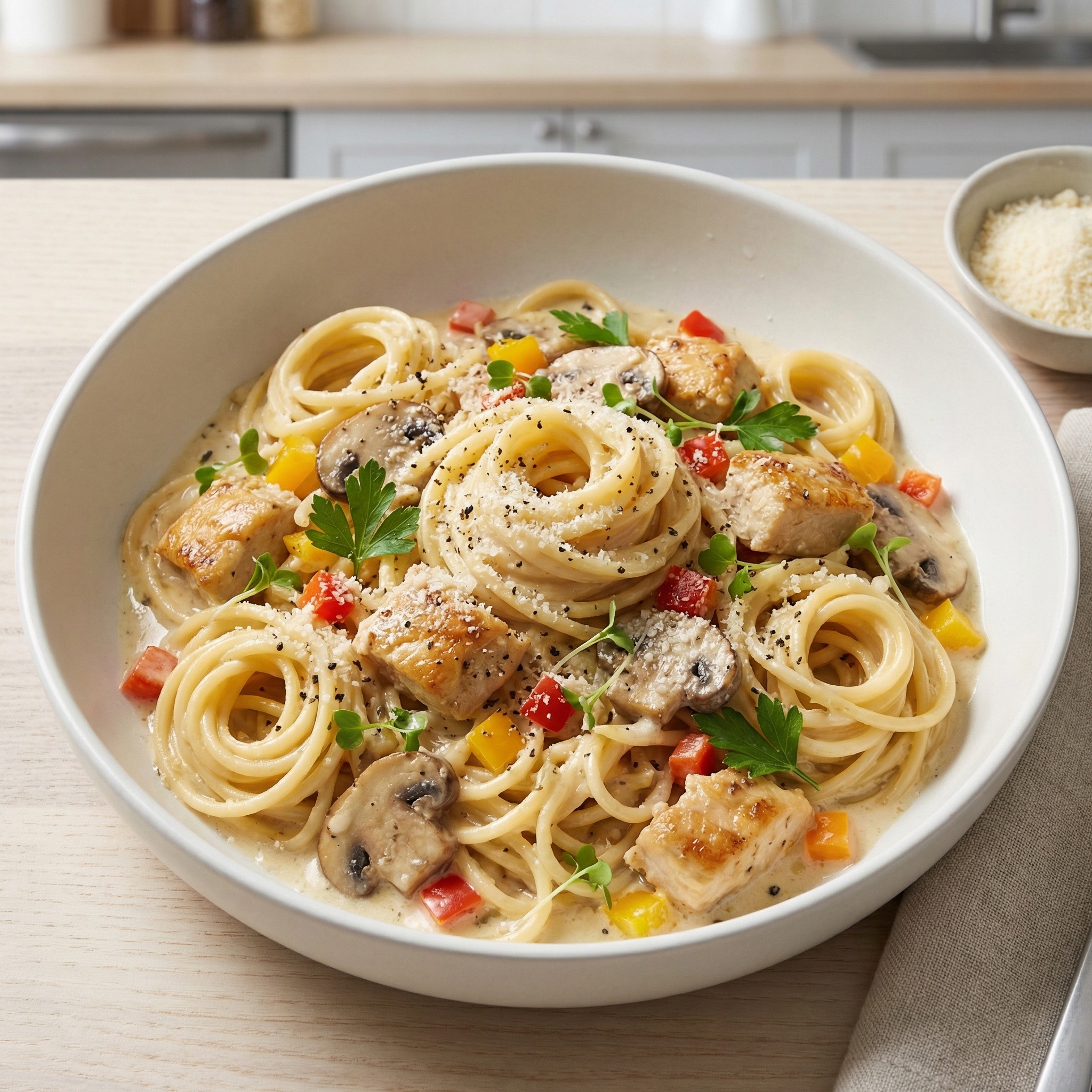 Creamy Chicken Tetrazzini Bake
