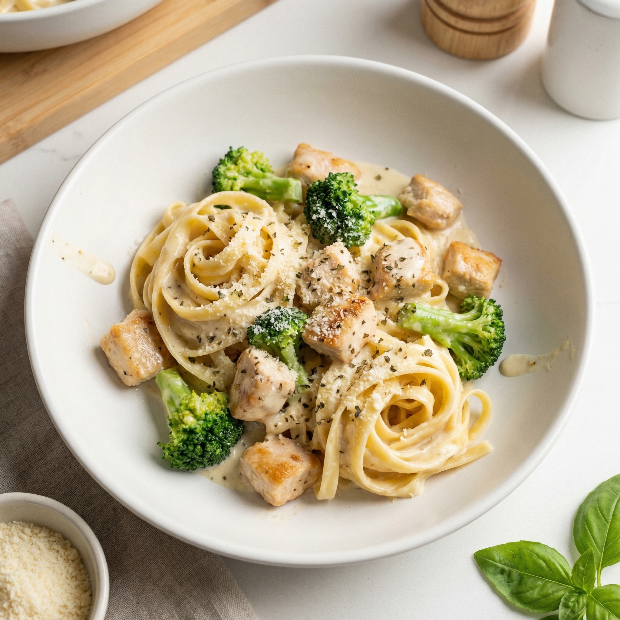 Quick Chicken & Broccoli Alfredo Pasta