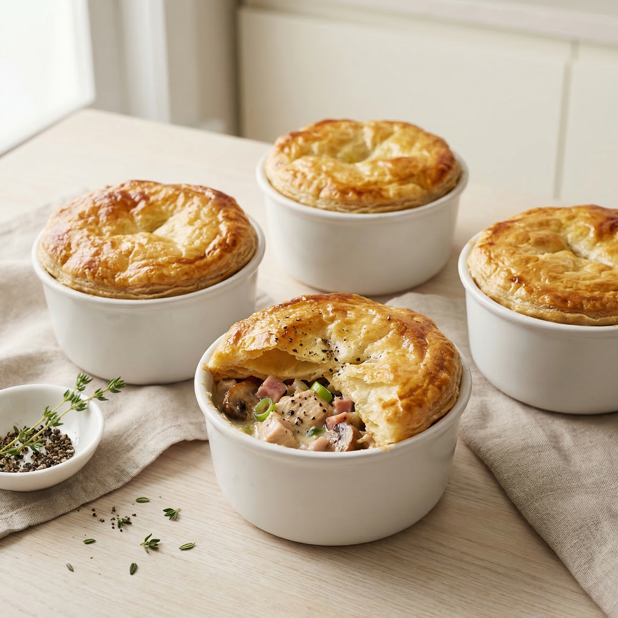 Creamy Chicken & Mushroom Puff Pastry Pie
