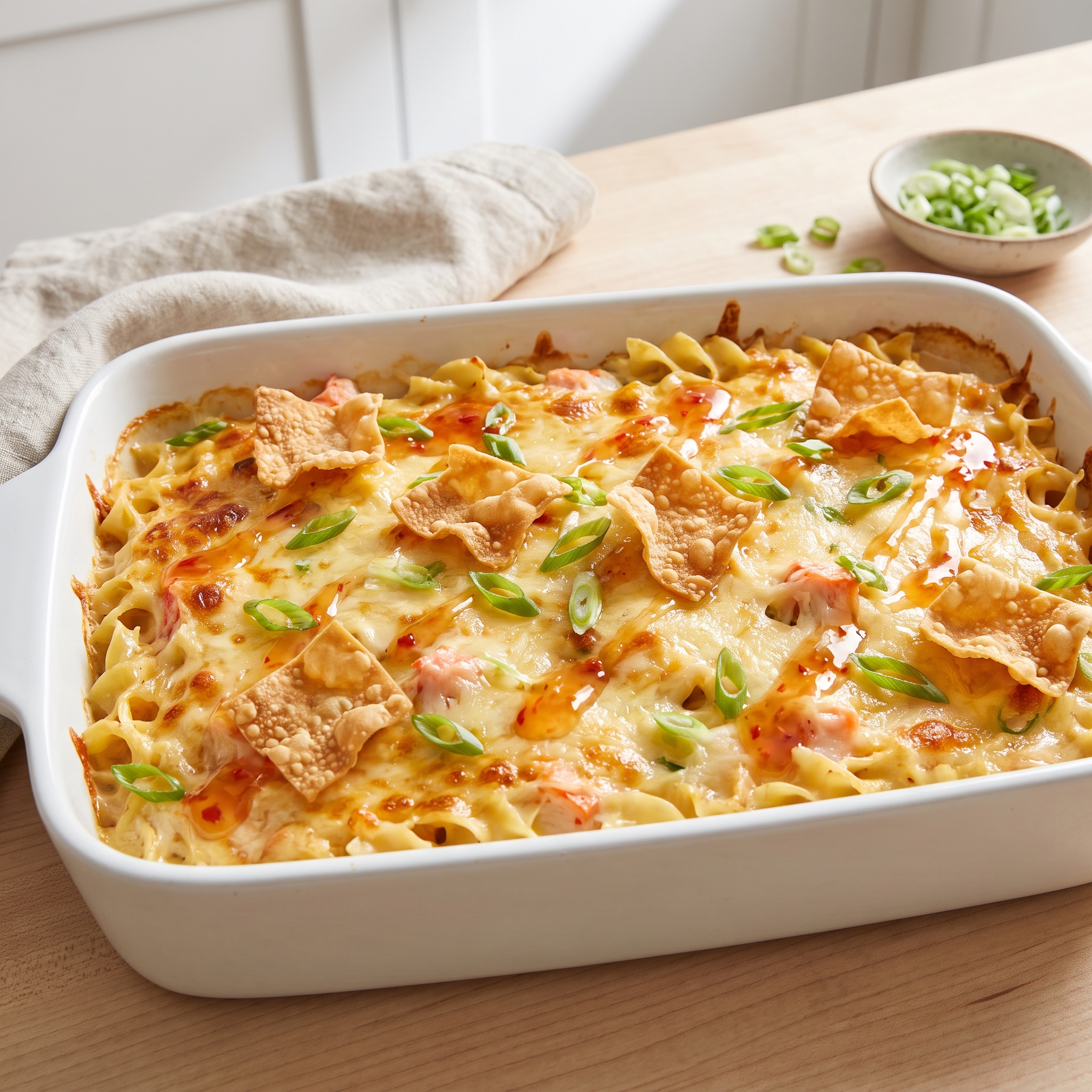 Creamy Crab Rangoon Pasta Bake