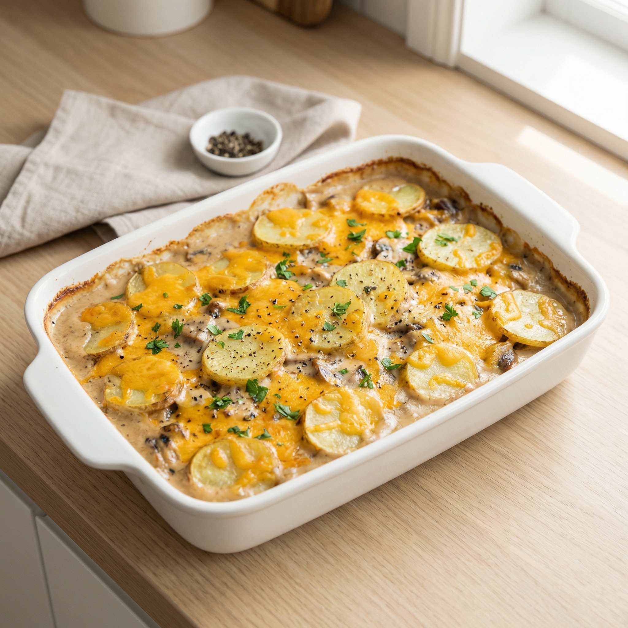 Cheesy Ground Beef and Potato Bake