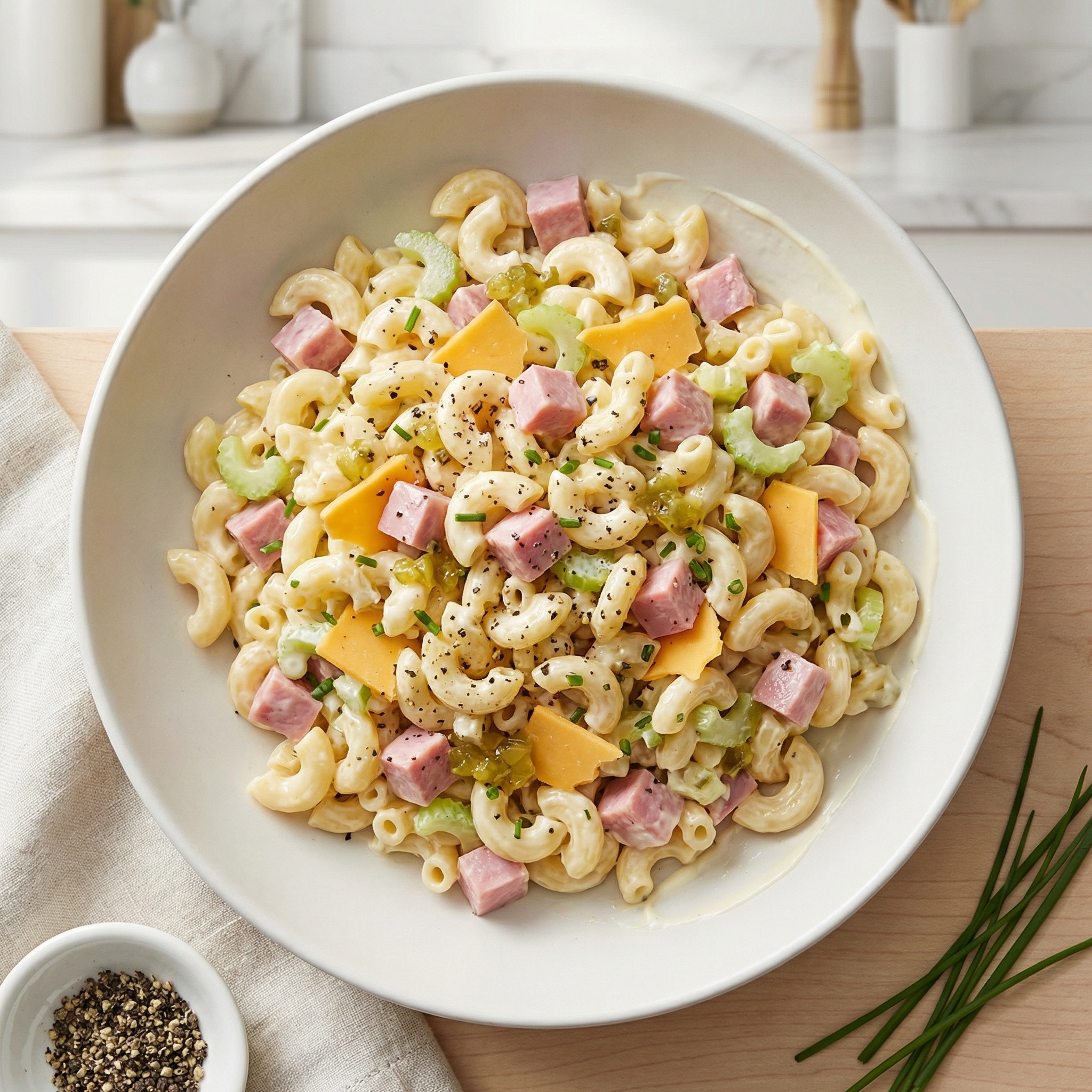 Cheddar and Ham Macaroni Salad