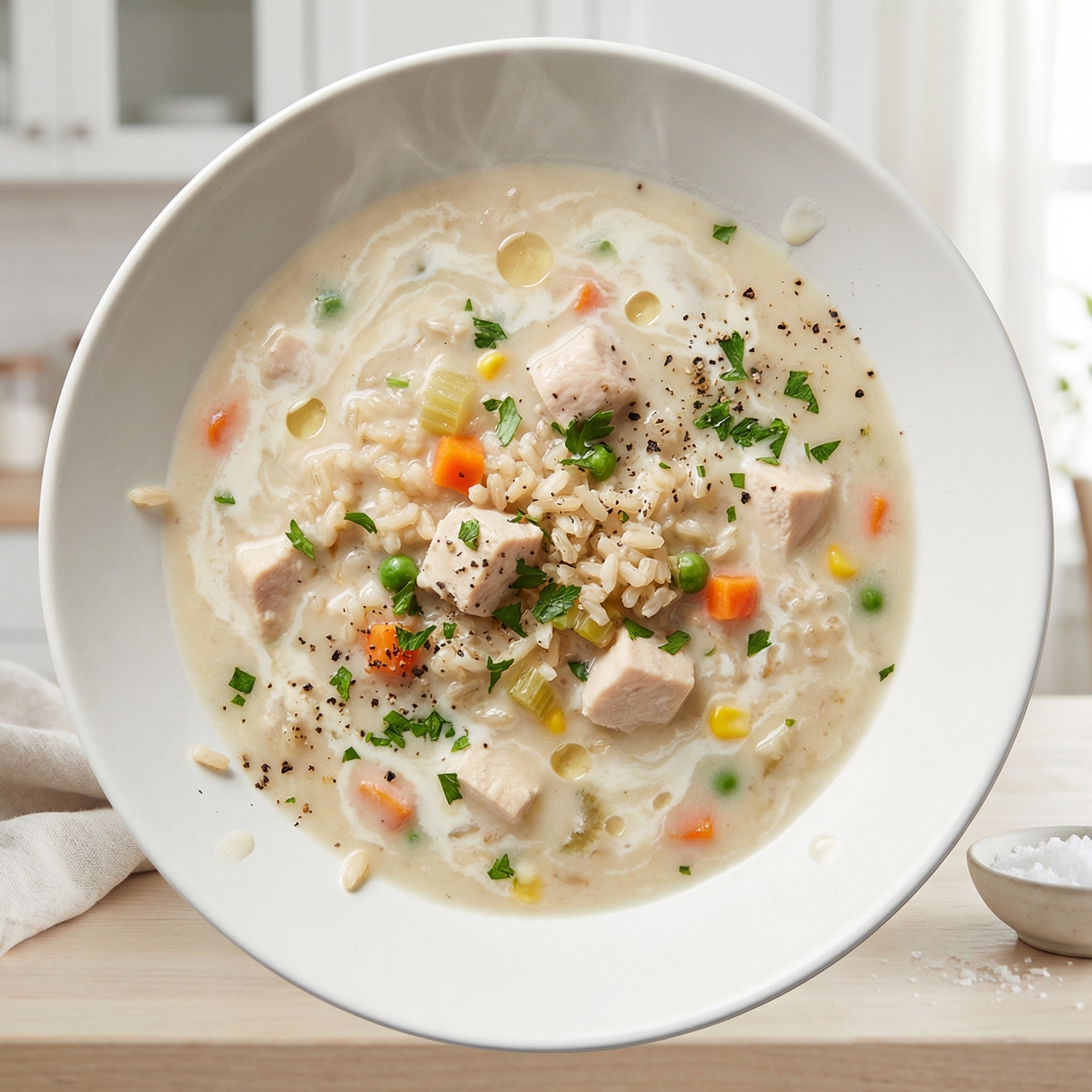 Pressure Cooker Creamy Chicken & Brown Rice Soup