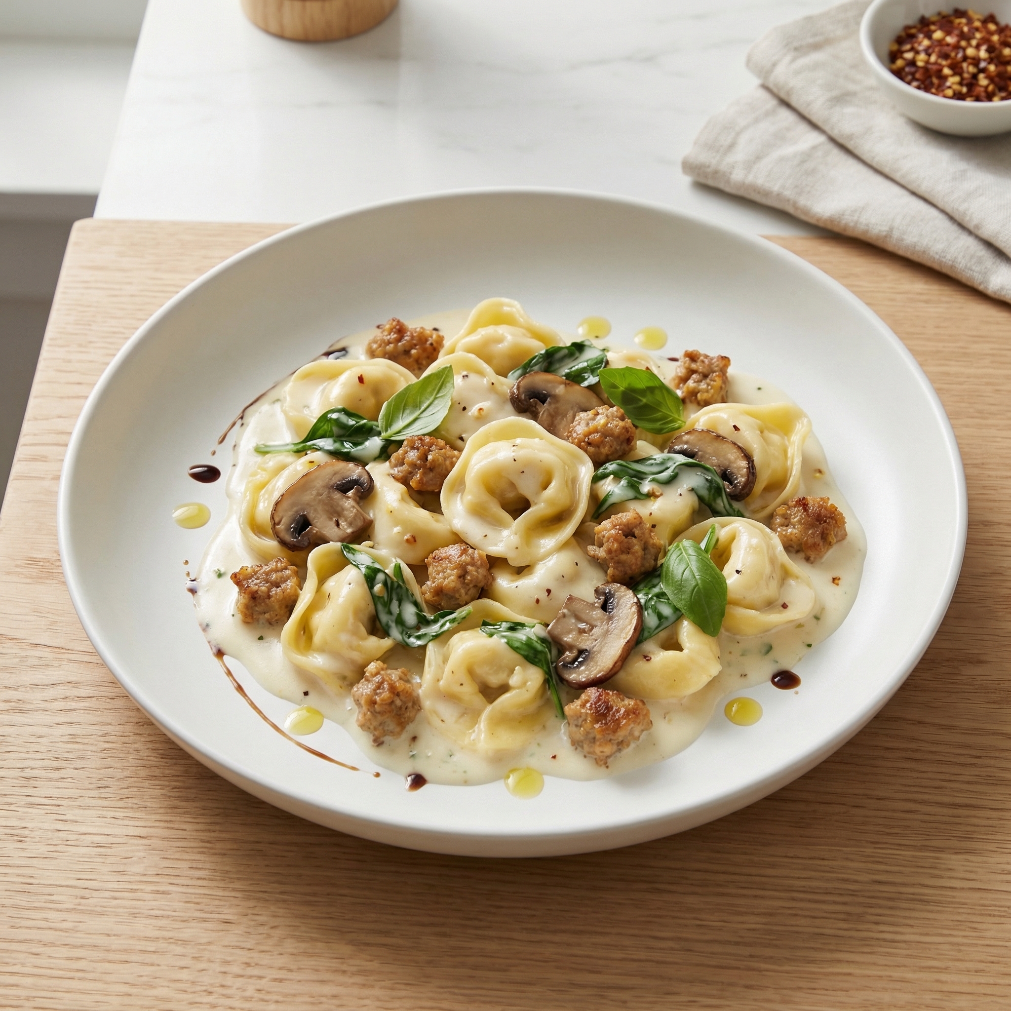 Tortellini with Italian Sausage and Spinach